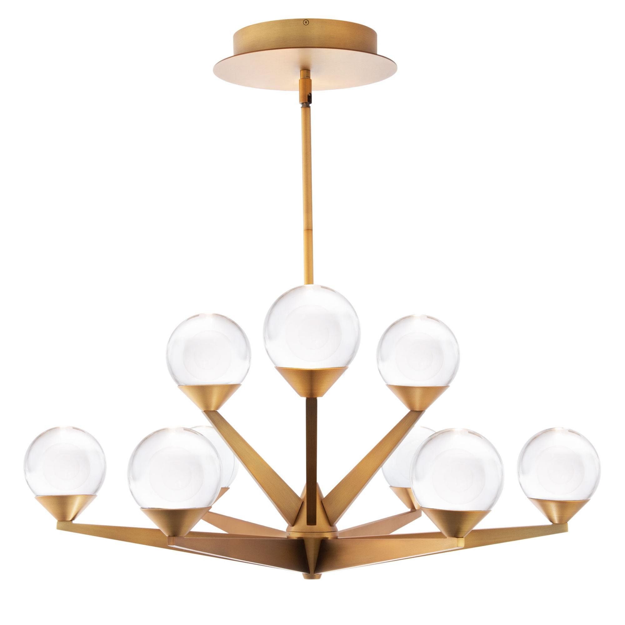 Double Bubble 27in LED 9 Light Chandelier 3000K in Aged Brass