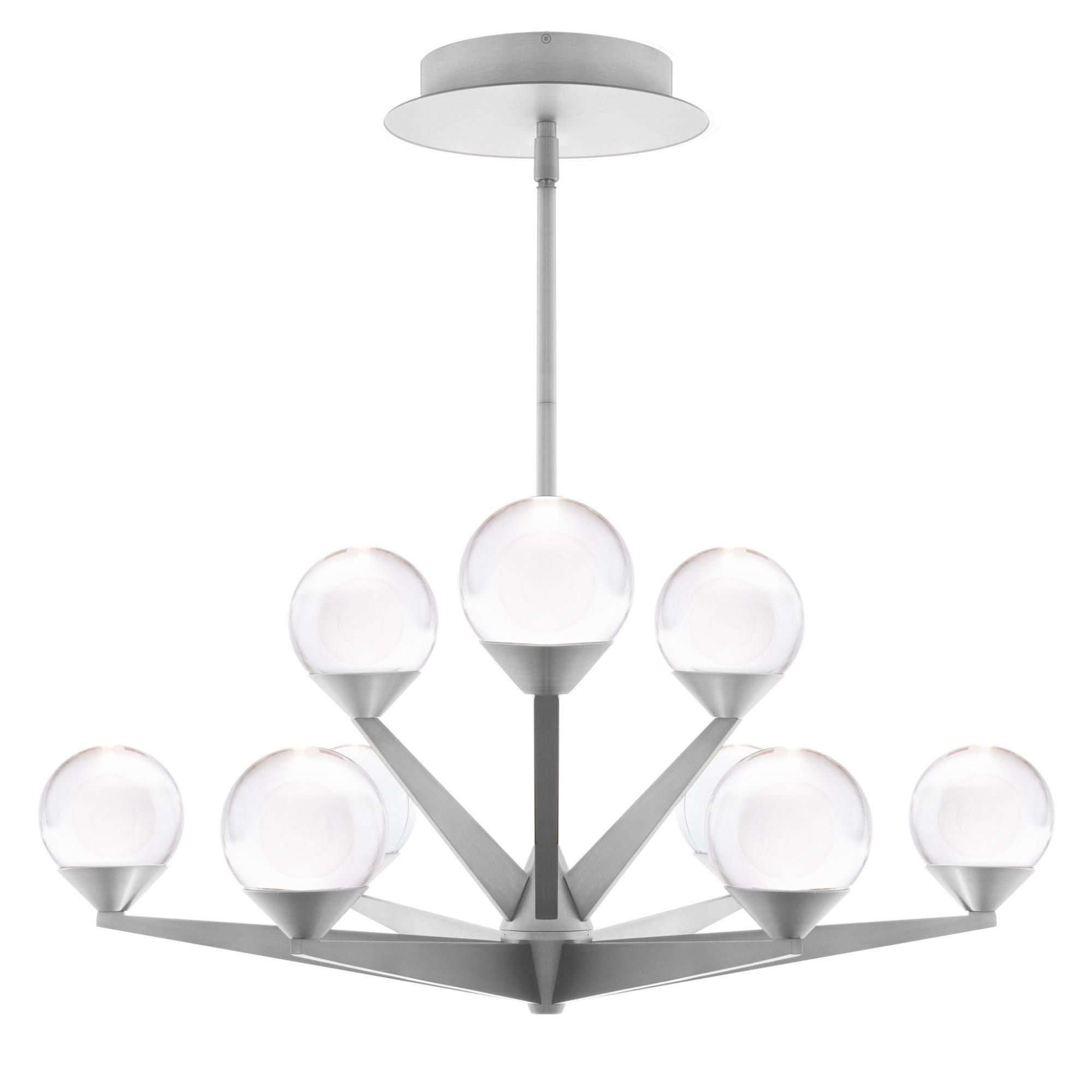 Double Bubble 27in LED 9 Light Chandelier 3000K in Satin Nickel