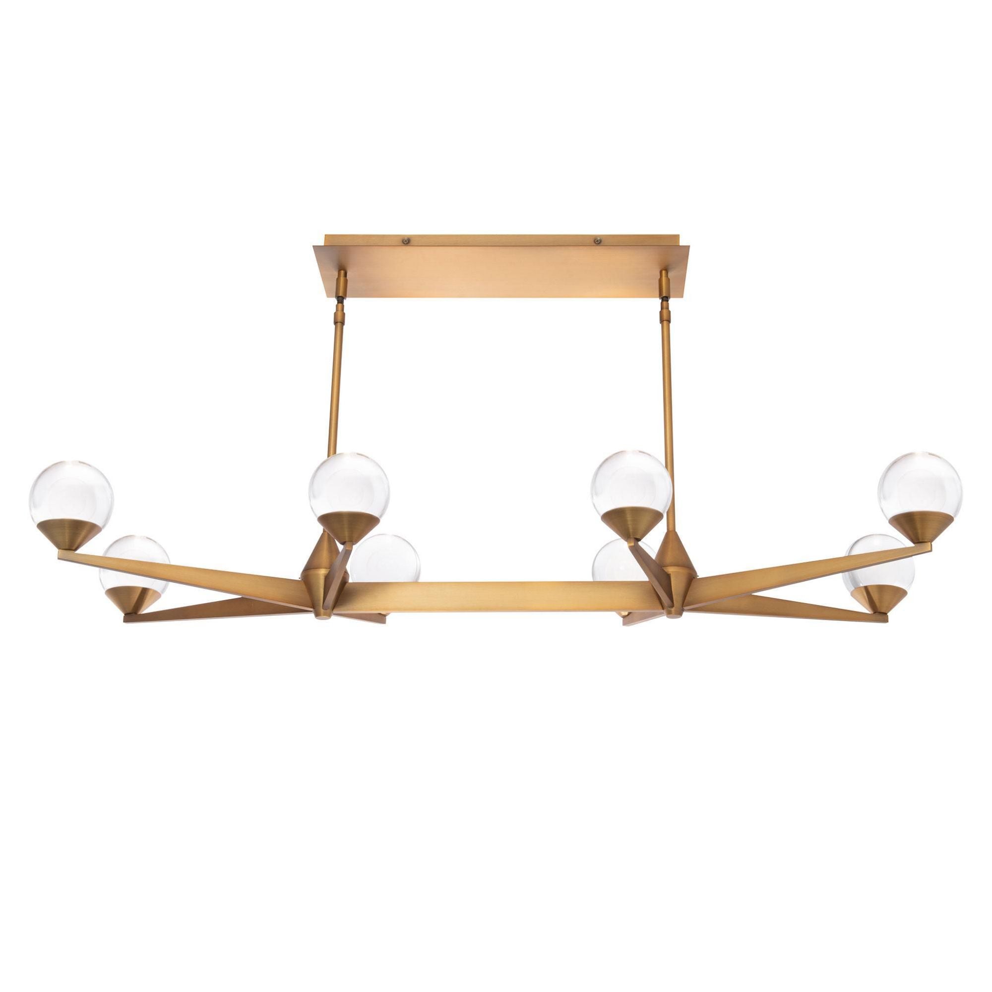 Double Bubble 44in LED 8 Light Linear Chandelier 3000K in Aged Brass