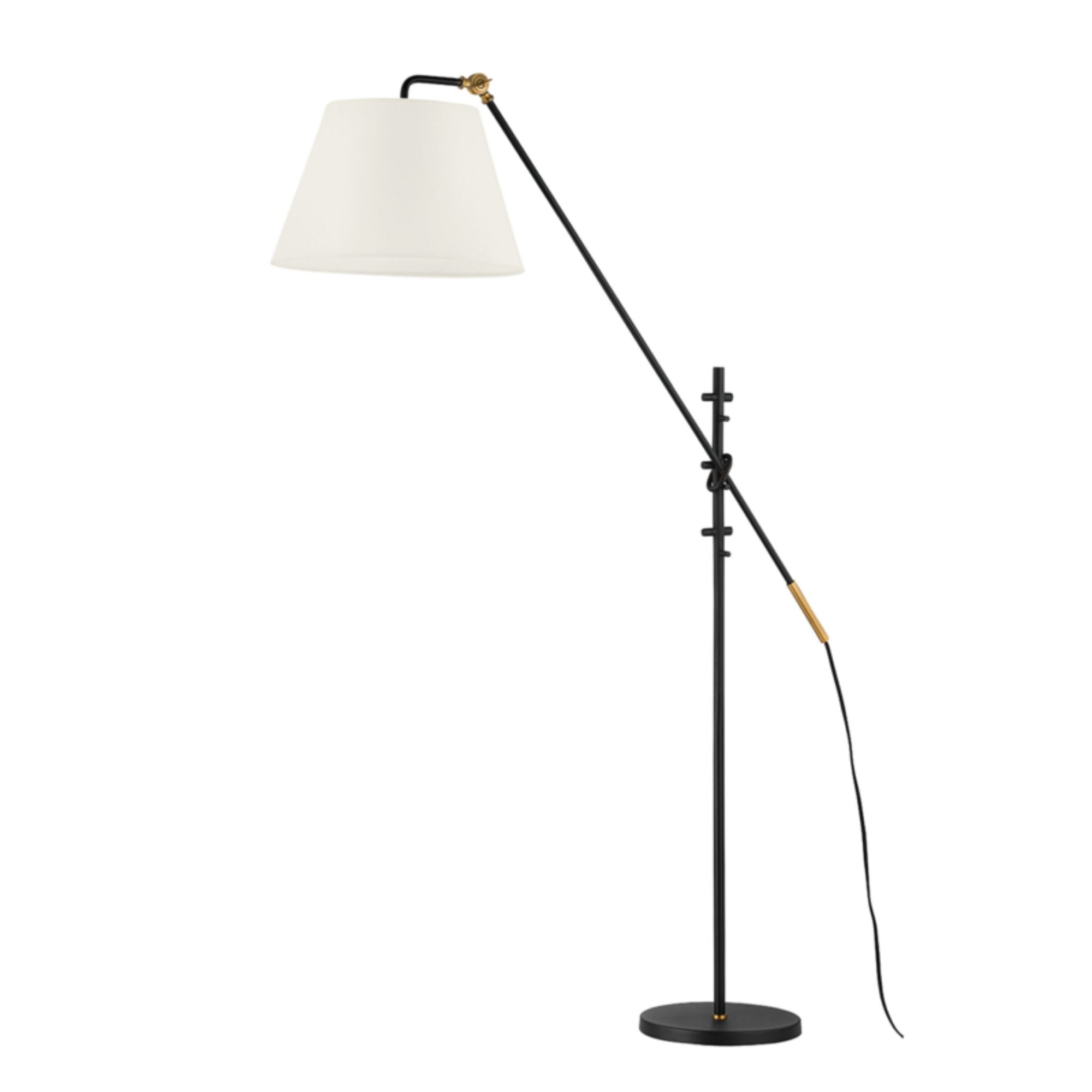 Navin Floor Lamp 1-Light LED in Patina Brass/Textured Black 29.75L x 16.25W x 64.75H