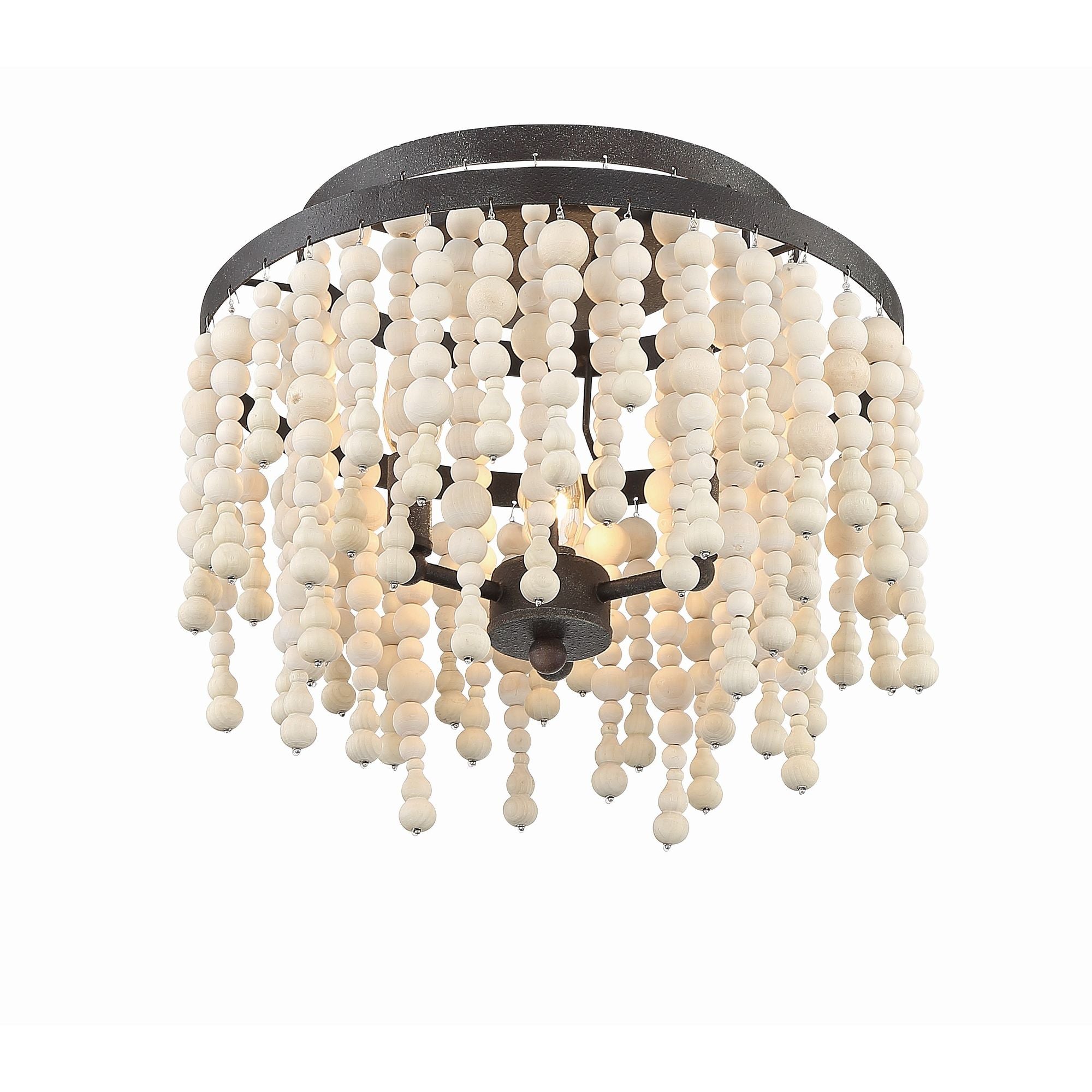 Poppy 15'' Forged Bronze Semi Flush Mount Tan 15"W x 11.75"H x 15"D