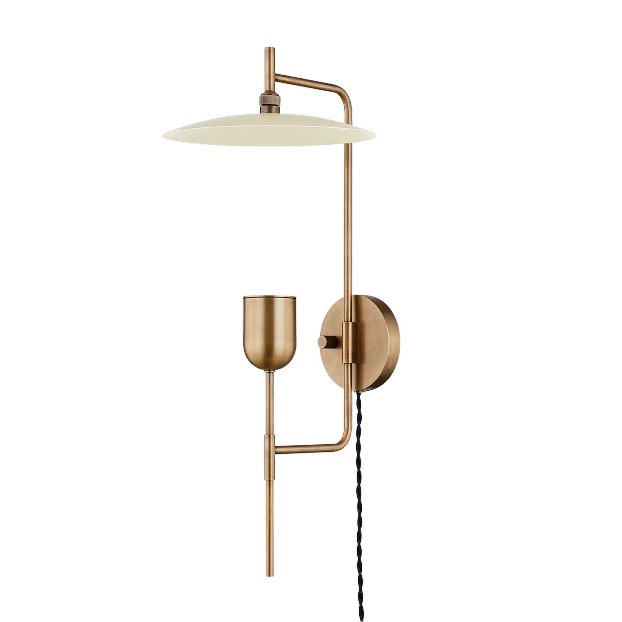 Manti Plug-In Sconce 1-Light LED in Patina Brass And Soft Sand 9.75L x 9.75W x 23.75H