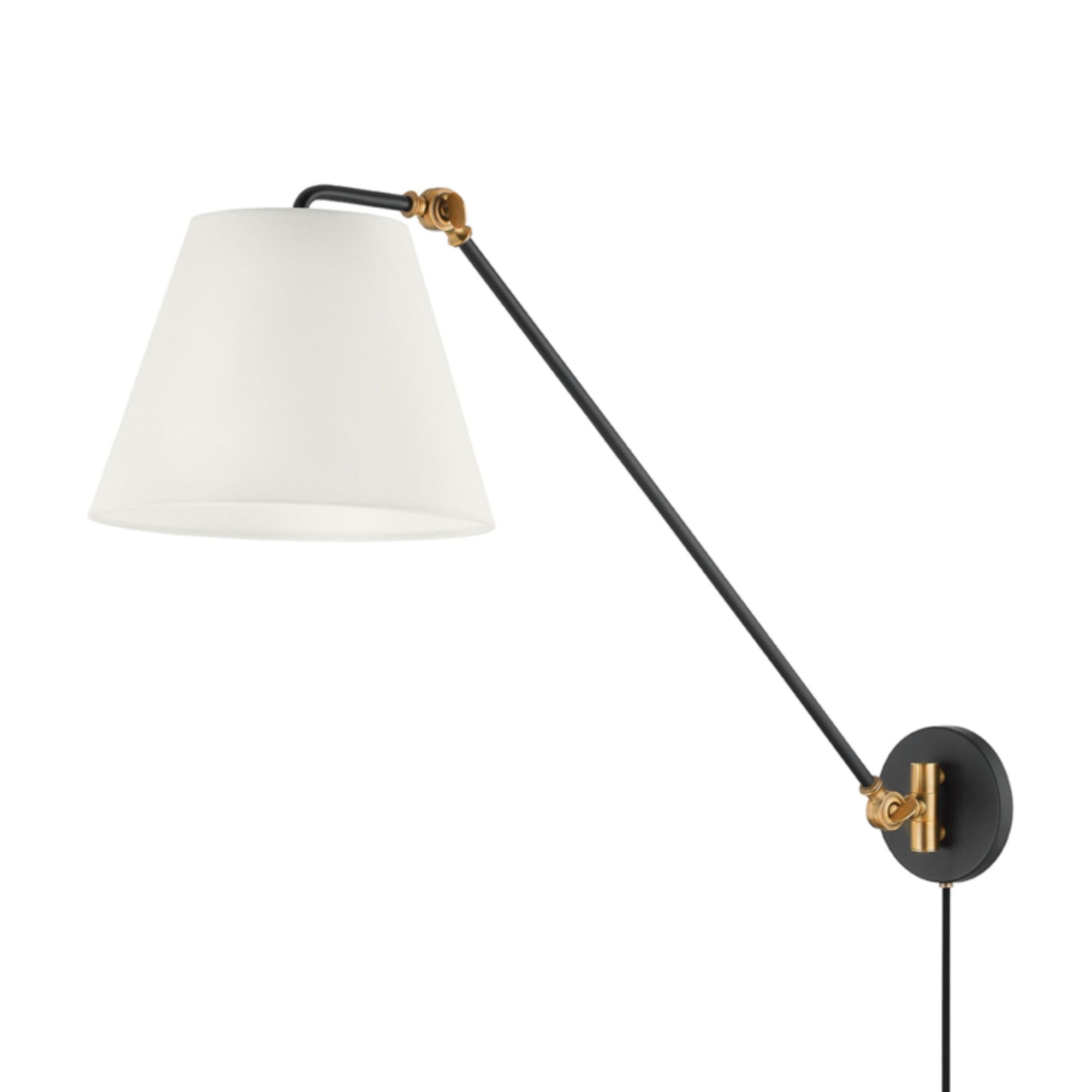 Navin Plug-In Sconce 1-Light LED in Patina Brass/Textured Black 12.5L x 12.5W x 27.25H