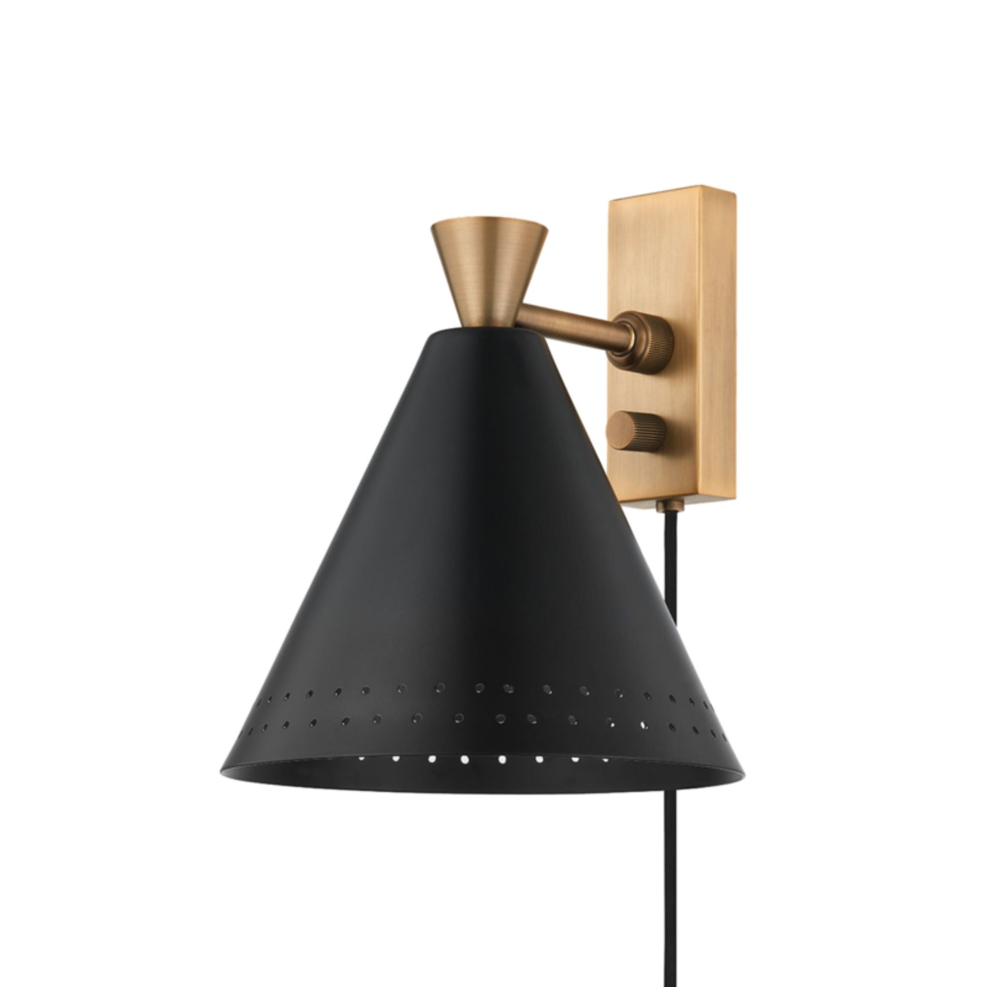 Marvin Plug-In Sconce 1-Light LED in Patina Brass 8.25L x 8.25W x 10H