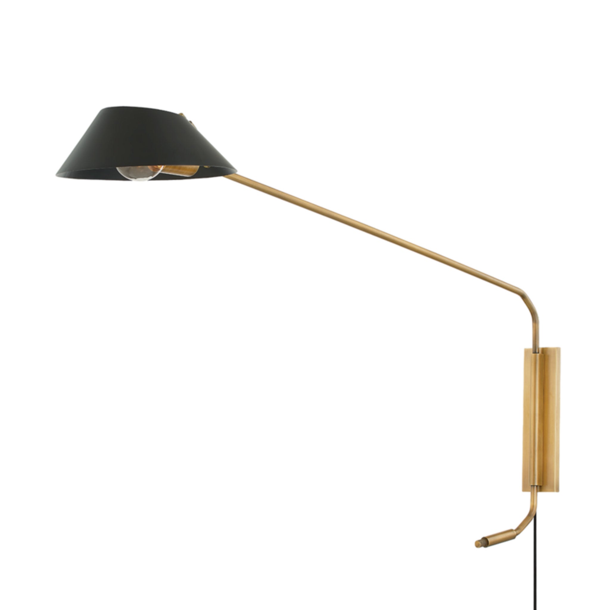 Sacramento Plug-In Sconce 1-Light LED in Patina Brass/Soft Black 9L x 9W x 28H