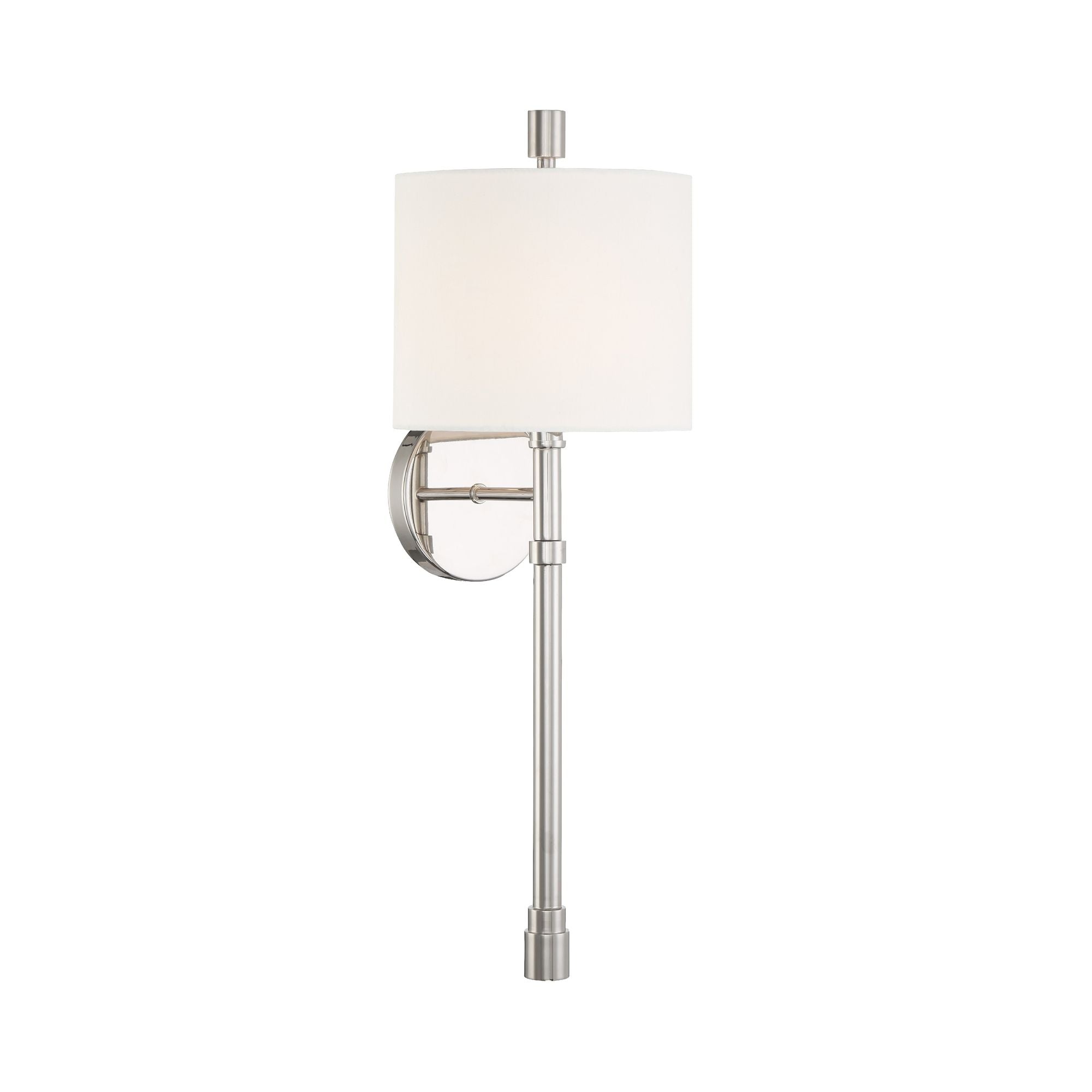 Rachel 1 Light Polished Nickel Sconce Silk Shade 8"W x 22"H x 7"D