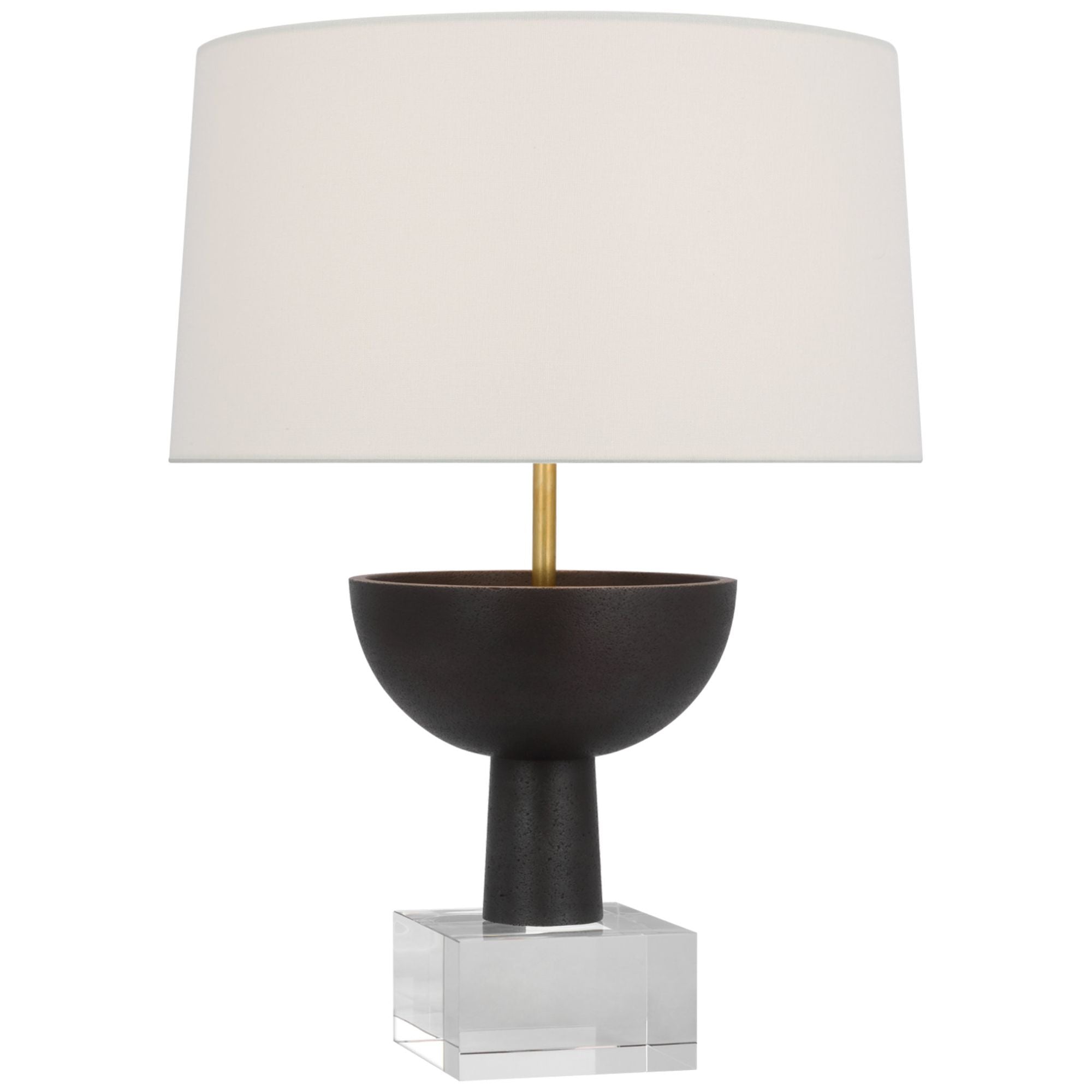 Ray Booth Eadan Medium Table Lamp in Warm Iron with Linen Shade W15.5" x H20.75"