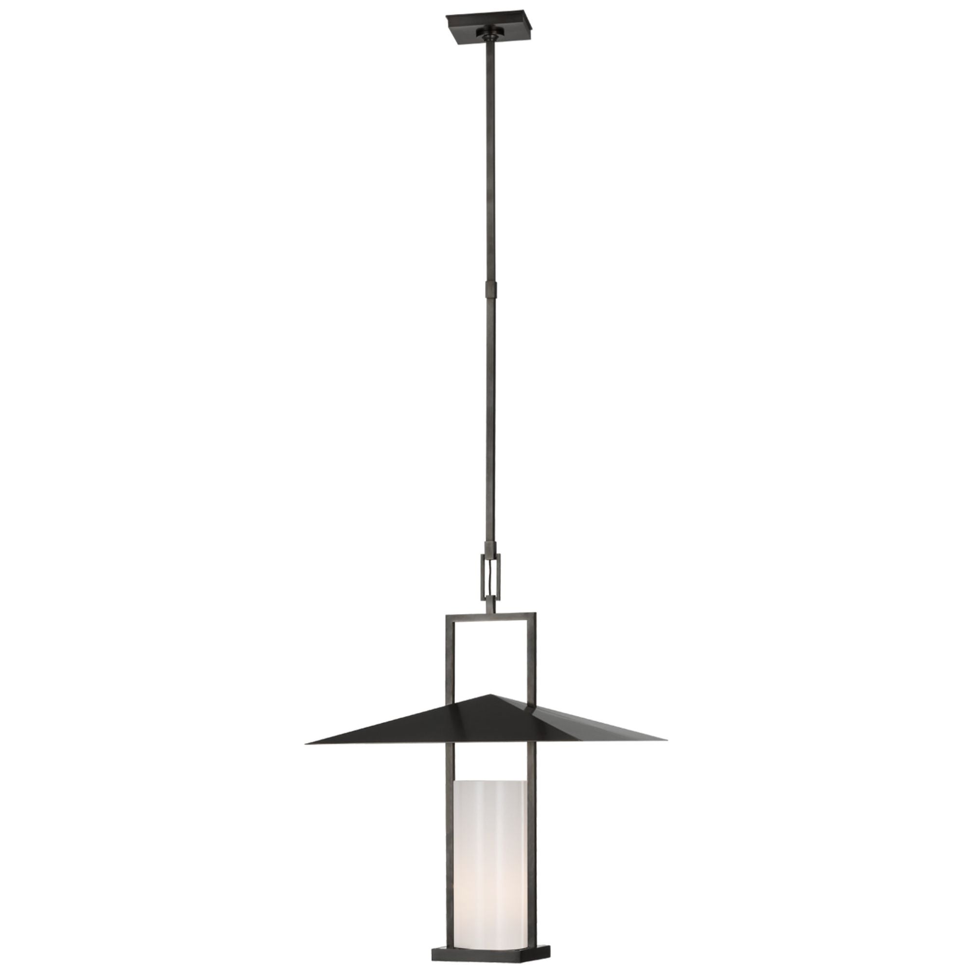 Ray Booth Amity 18" Lantern in Bronze and Brass with White Glass Ceiling Light W18"