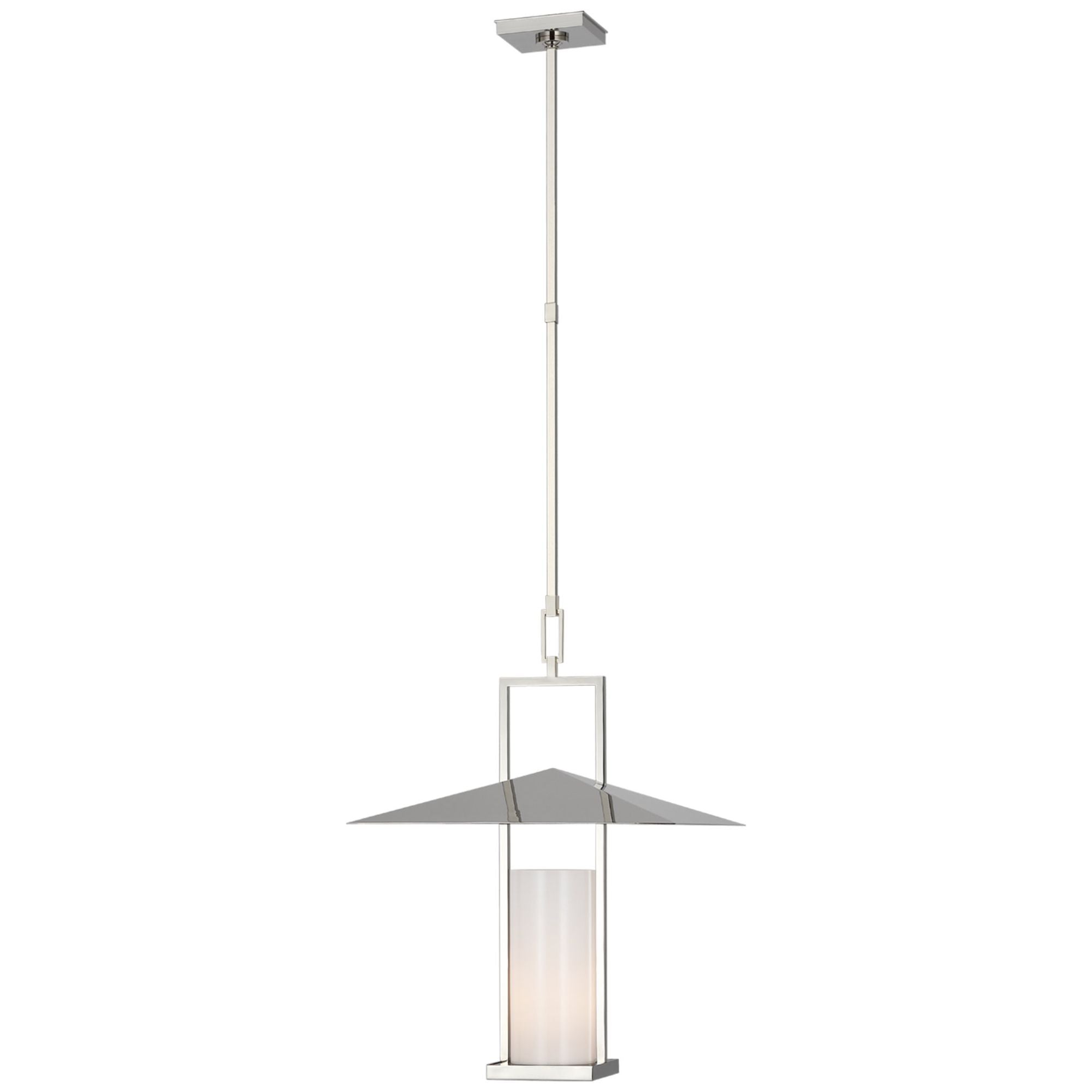 Ray Booth Amity 18" Lantern in Polished Nickel with White Glass Ceiling Light W18"