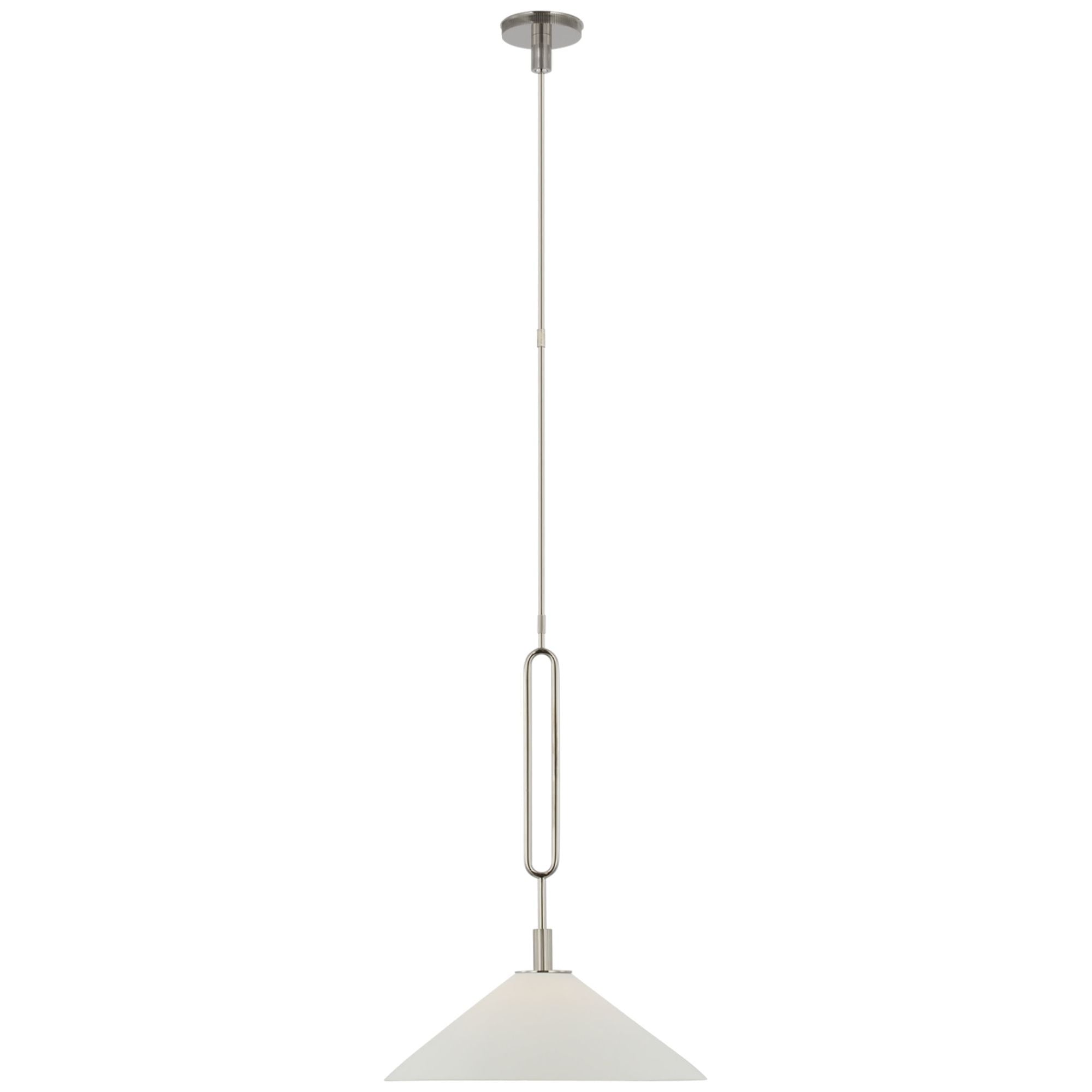 Ray Booth Argo 19" Pendant in Polished Nickel with Bisque Shade Ceiling Light W19"