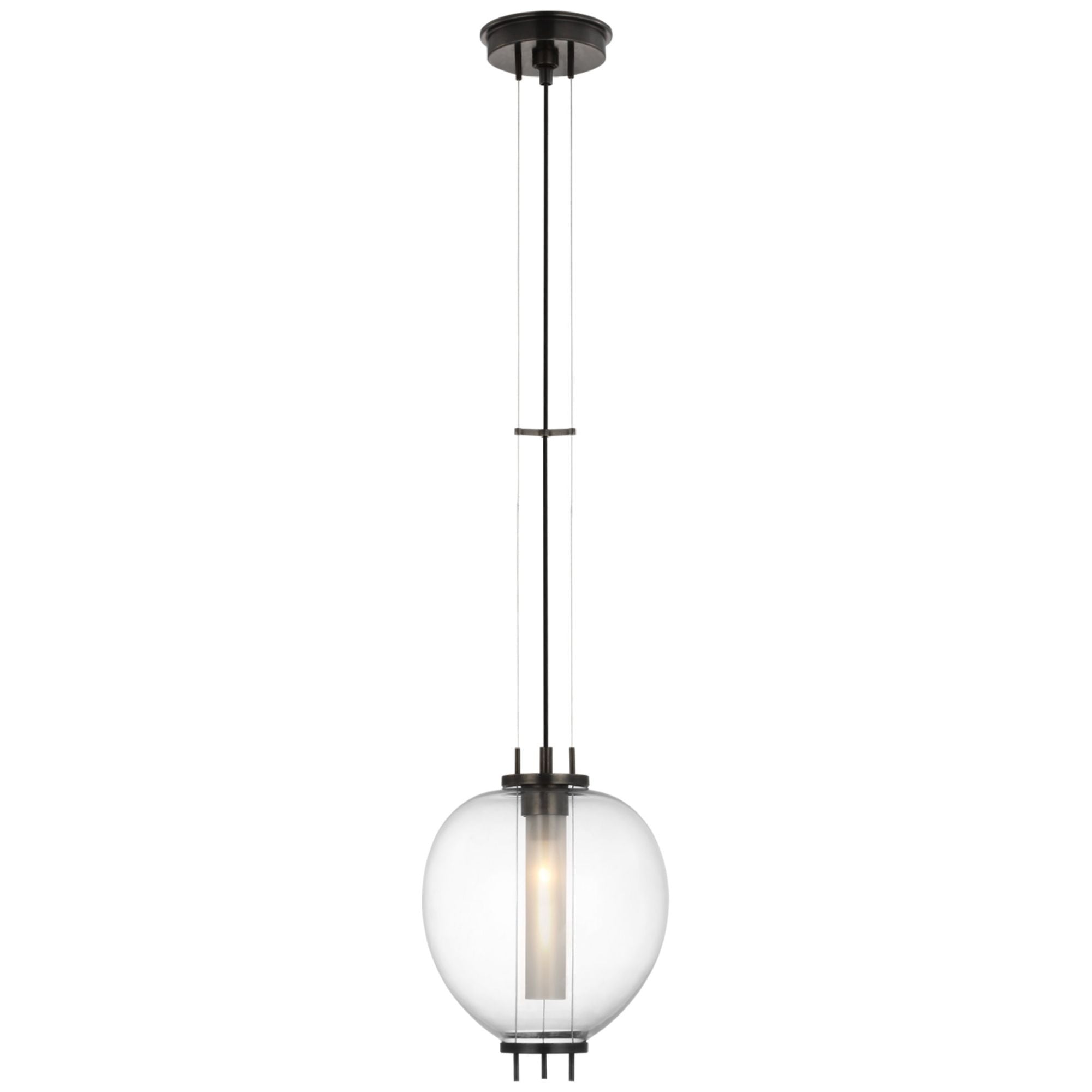 Ray Booth Taro 9" Pendant in Bronze with Clear Glass Ceiling Light W9"