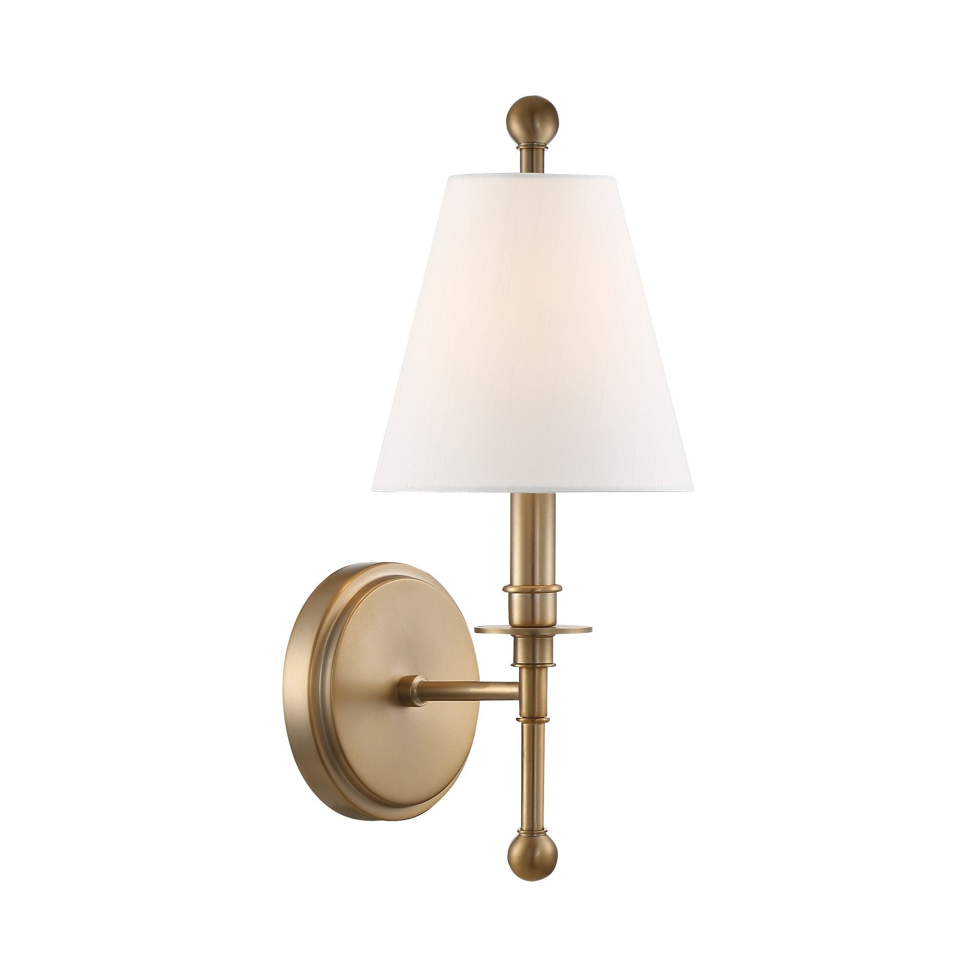 Riverdale 1 Light Aged Brass Sconce Glass Silk Shade 6"W x 14.5"H x 7"D