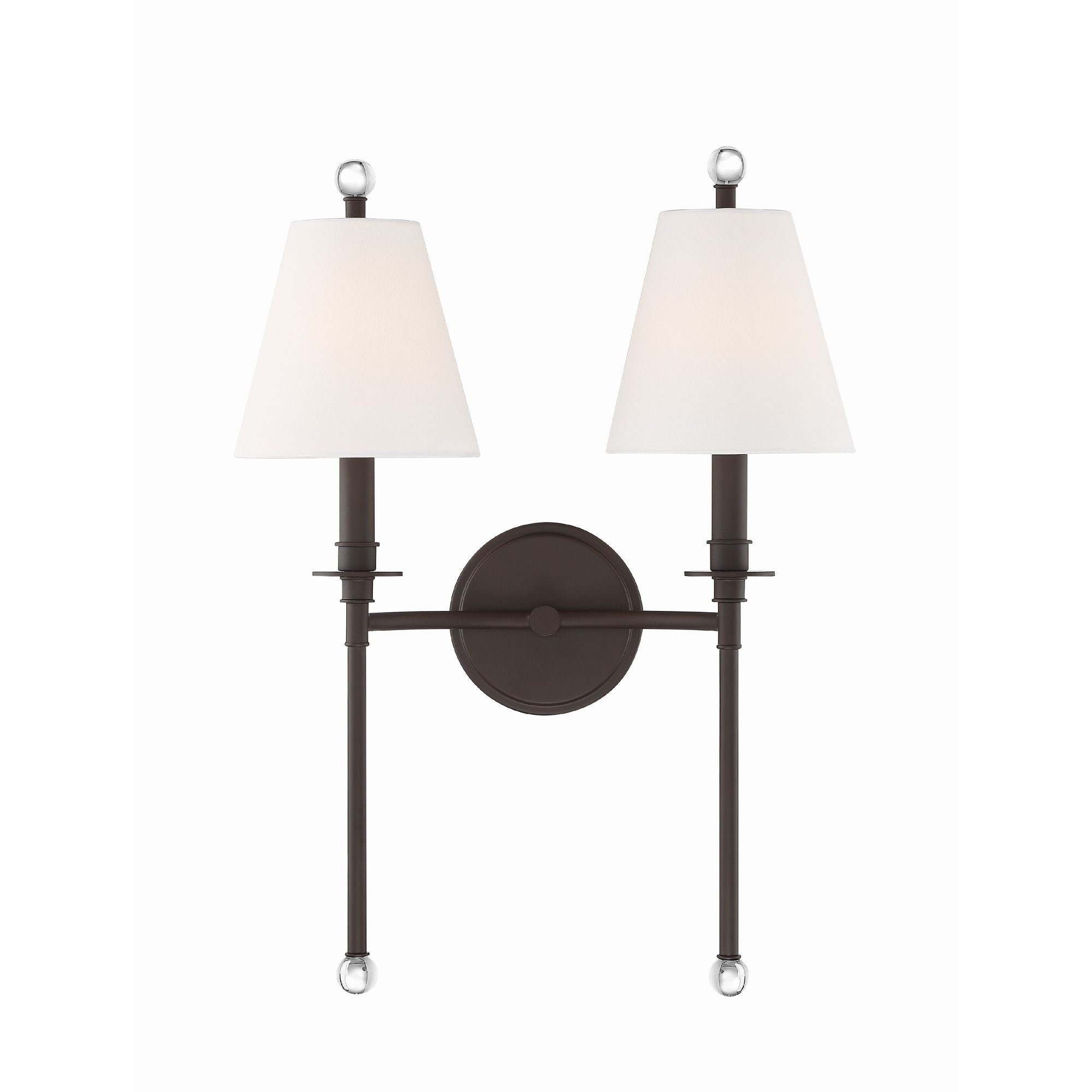 Riverdale 2 Light Dark Bronze Sconce Glass Silk Shade 15"W x 14.5"H x 7"D