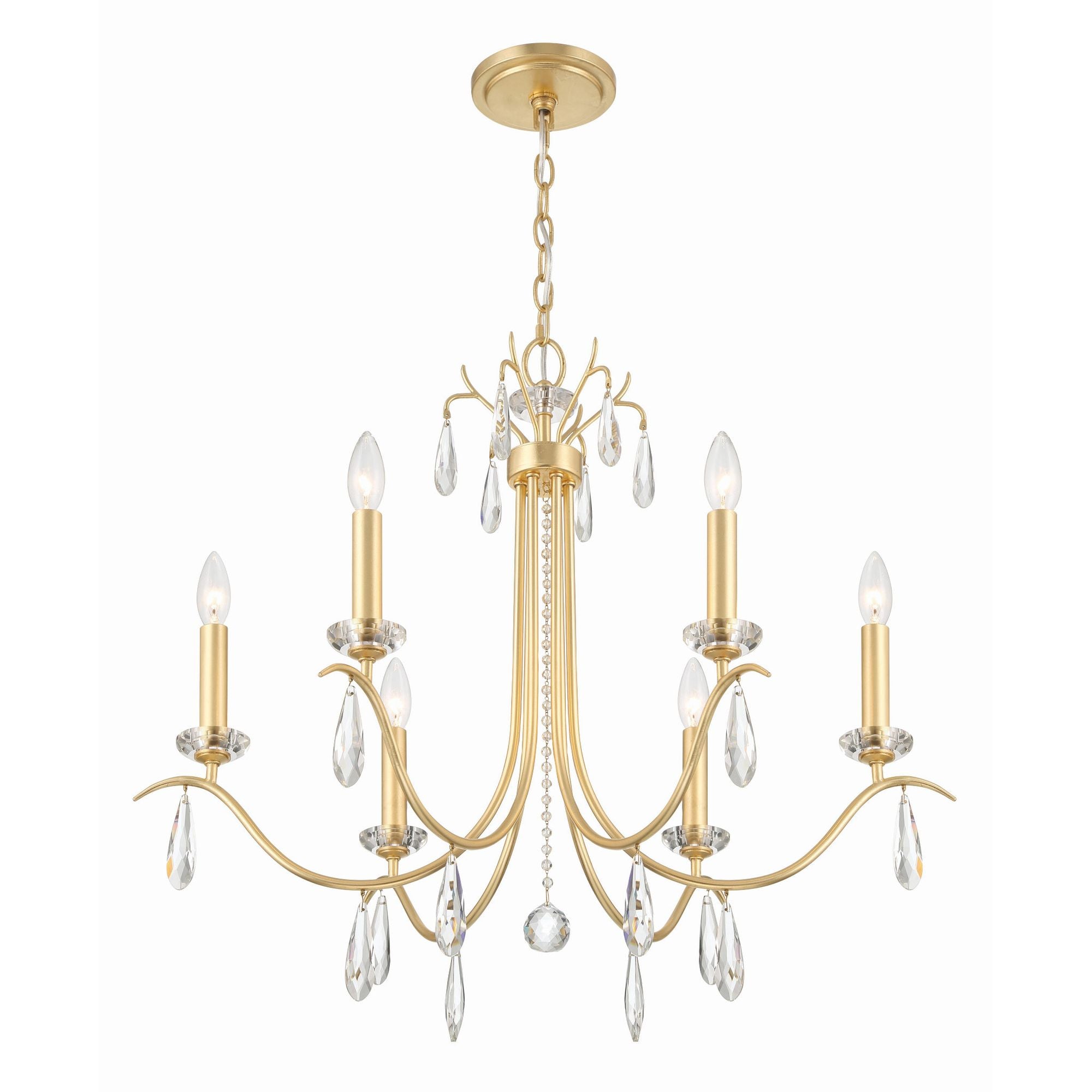 Rollins 28'' Antique Gold Chandelier Gold 28"W x 25.25"H x 28"D