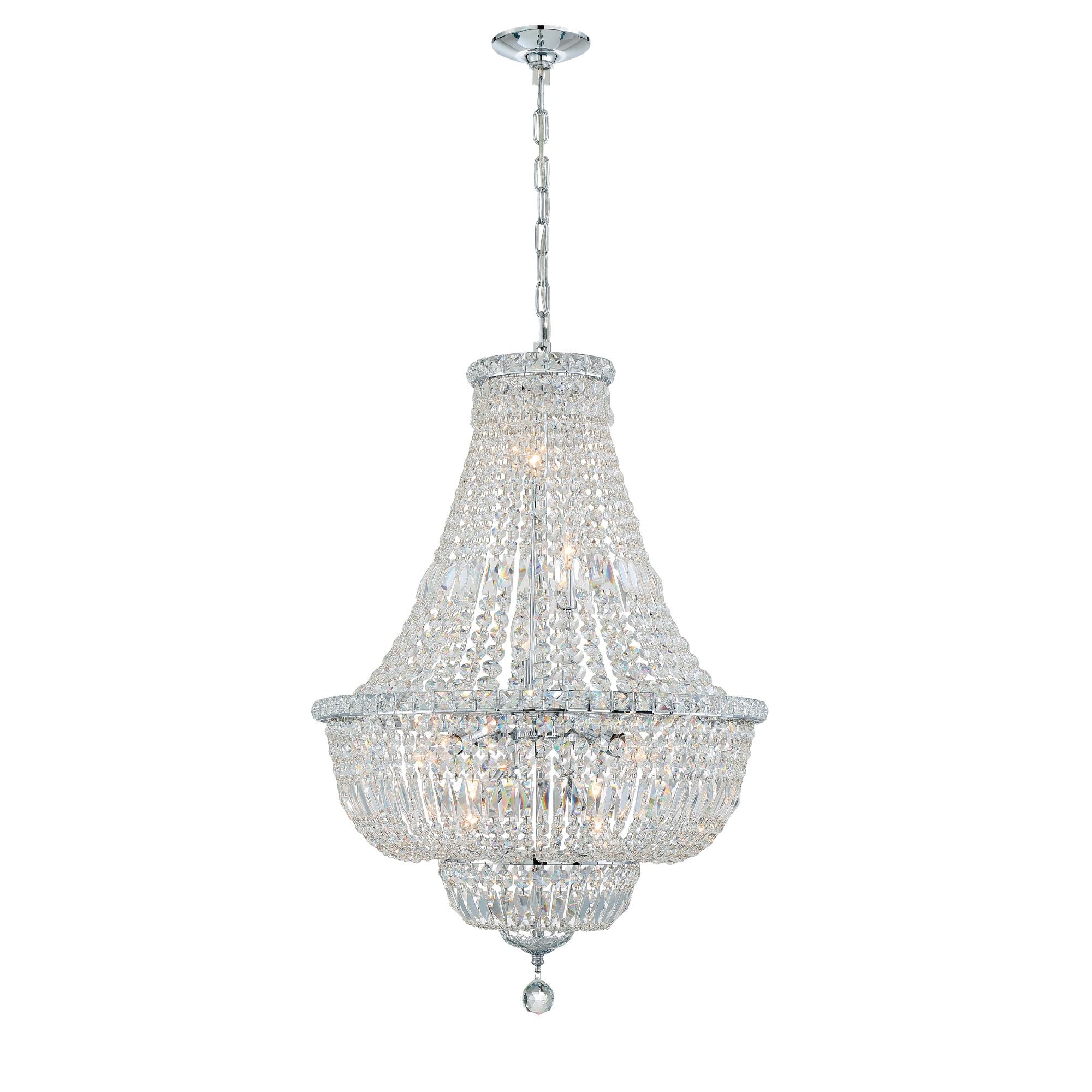 Roslyn 9 Light Polished Chrome Chandelier Hand Cut Crystal 22"W x 33"H x 22"D