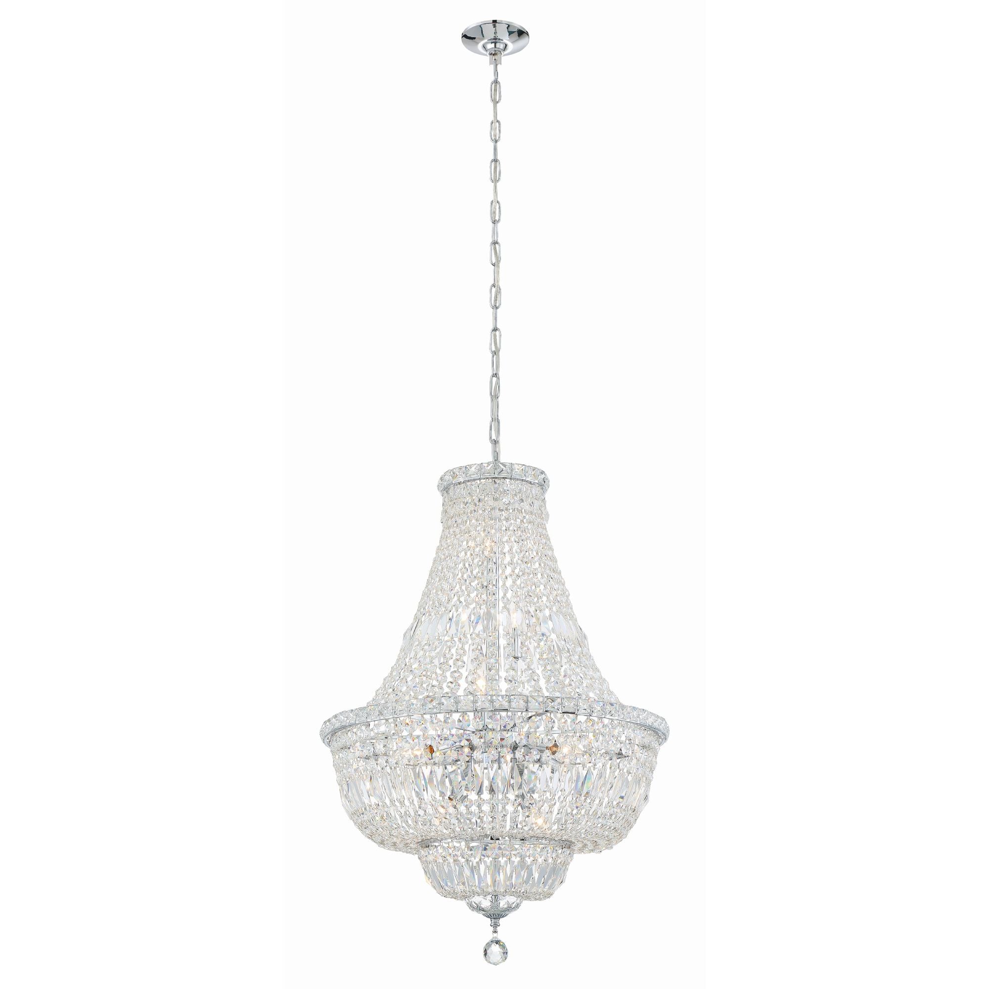 Roslyn 9 Light Polished Chrome Chandelier Hand Cut Crystal 22"W x 33"H x 22"D