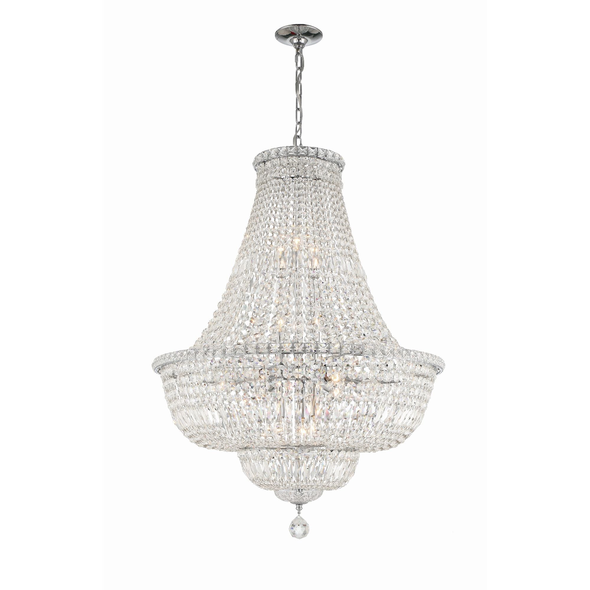 Roslyn 15 Light Polished Chrome Chandelier Hand Cut Crystal 28"W x 38"H x 28"D