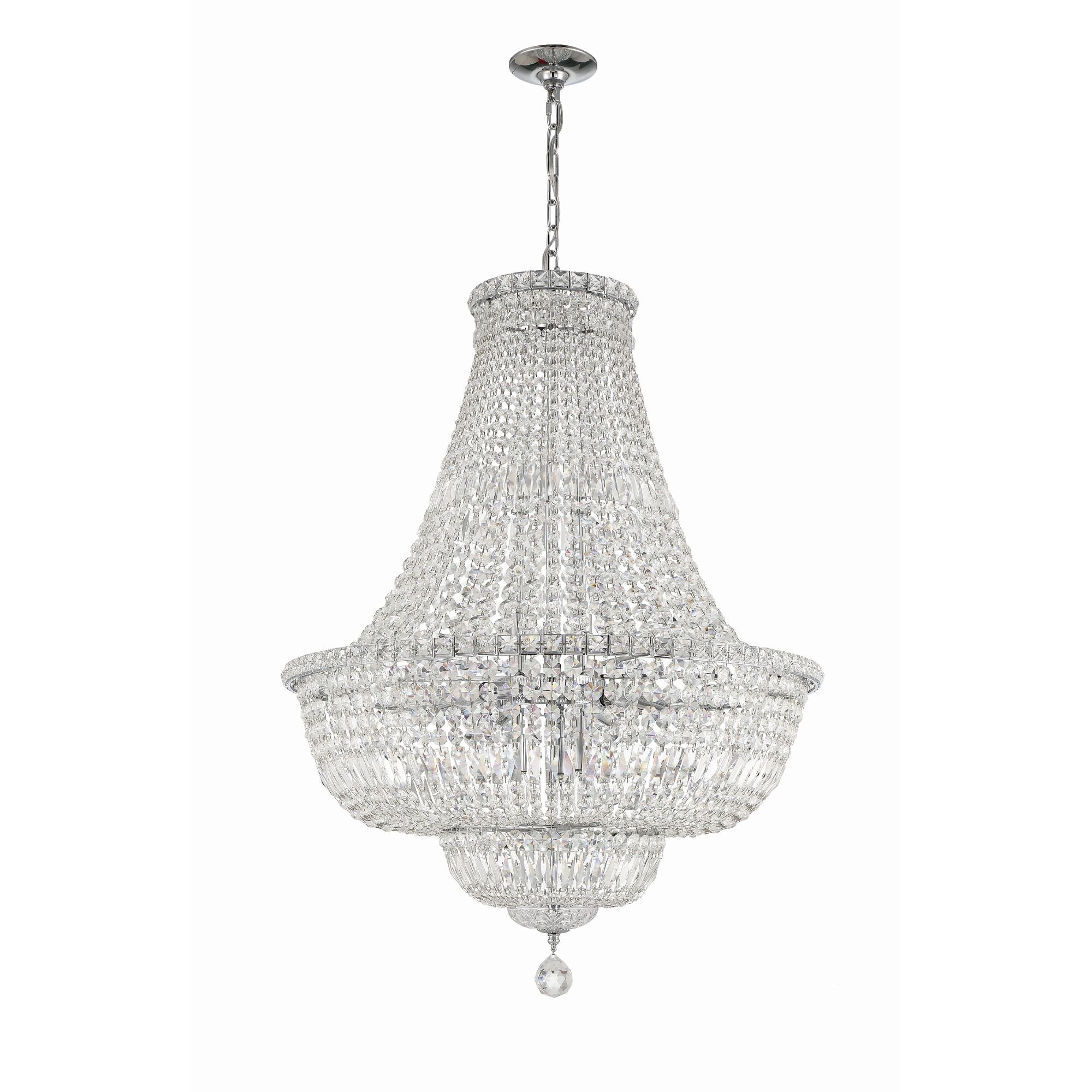 Roslyn 15 Light Polished Chrome Chandelier Hand Cut Crystal 28"W x 38"H x 28"D