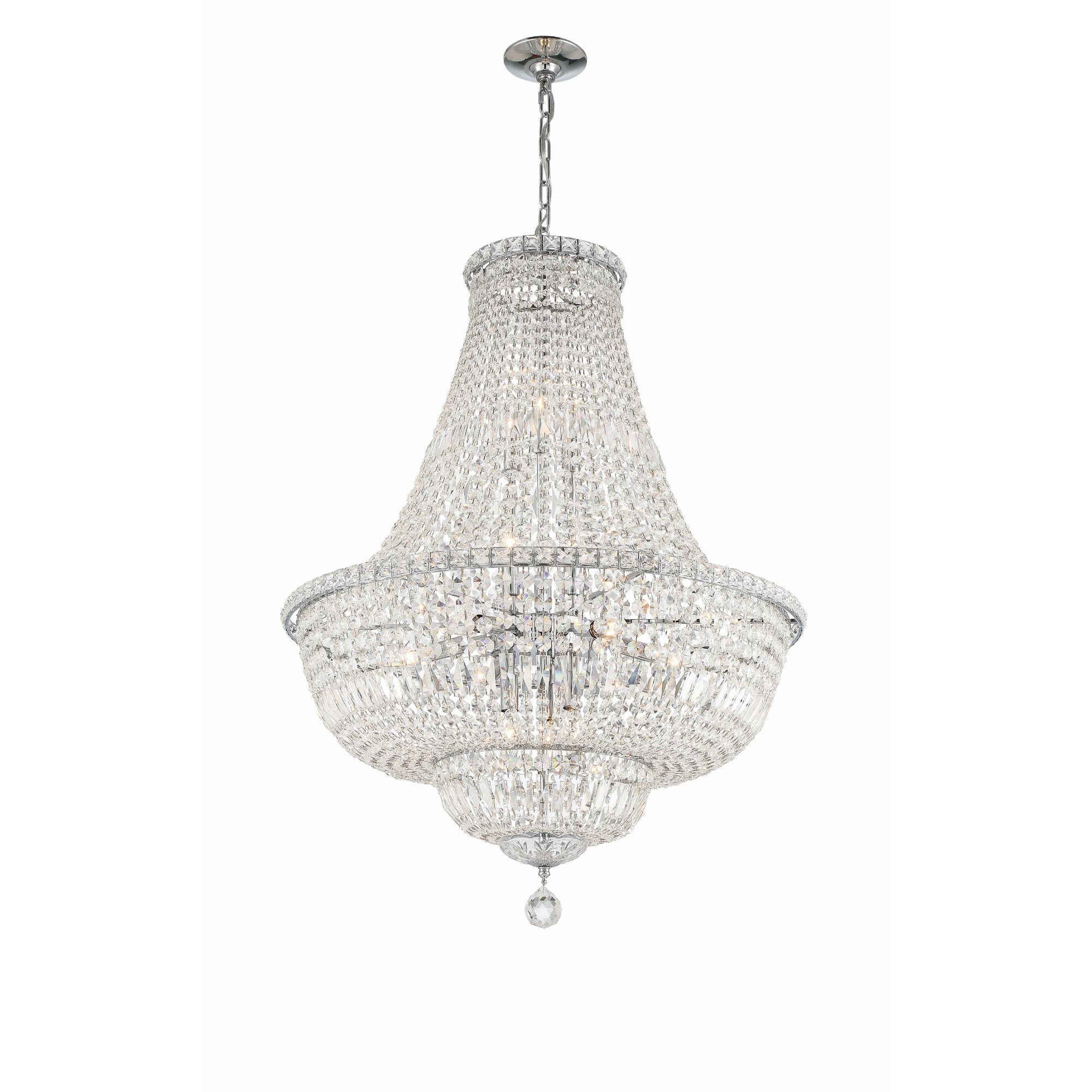 Roslyn 15 Light Polished Chrome Chandelier Hand Cut Crystal 28"W x 38"H x 28"D