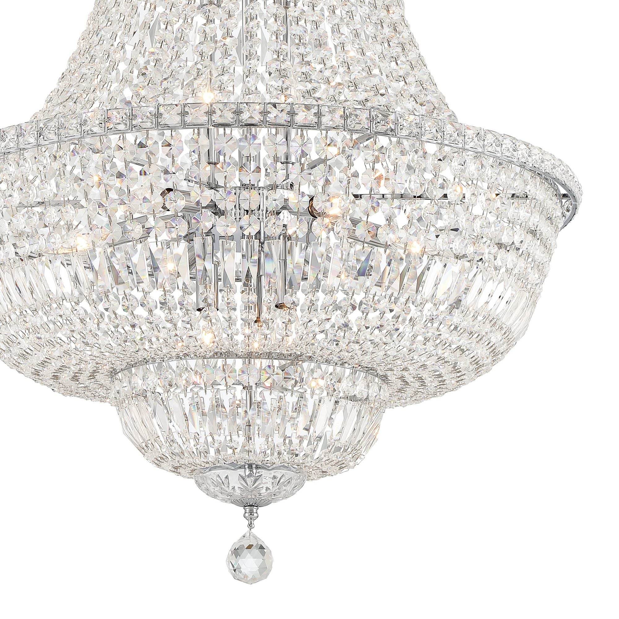 Roslyn 15 Light Polished Chrome Chandelier Hand Cut Crystal 28"W x 38"H x 28"D