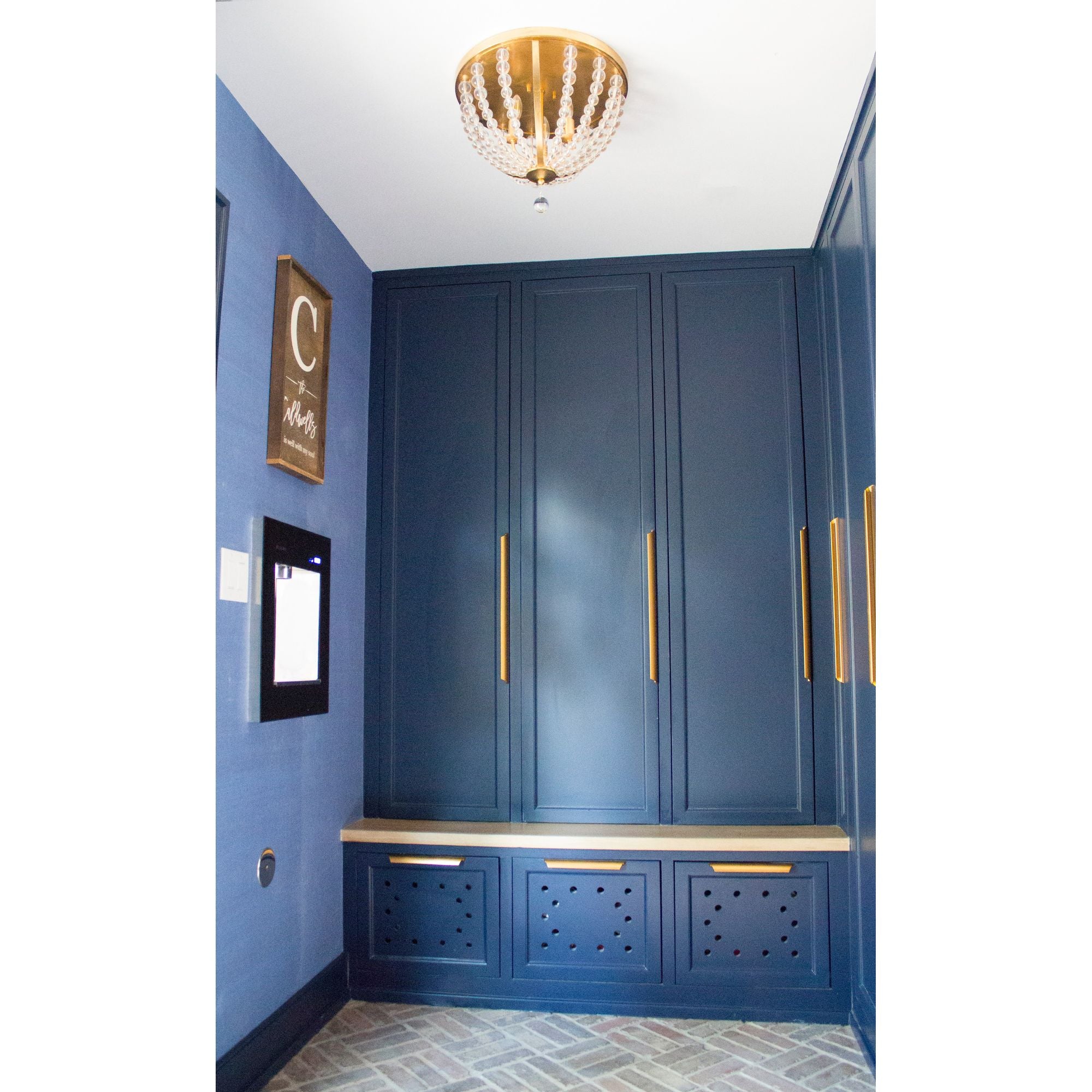 Roxy 3 Light Antique Gold Flush Mount Clear Glass Beads 16.5"W x 13.25"H x 16.5"D