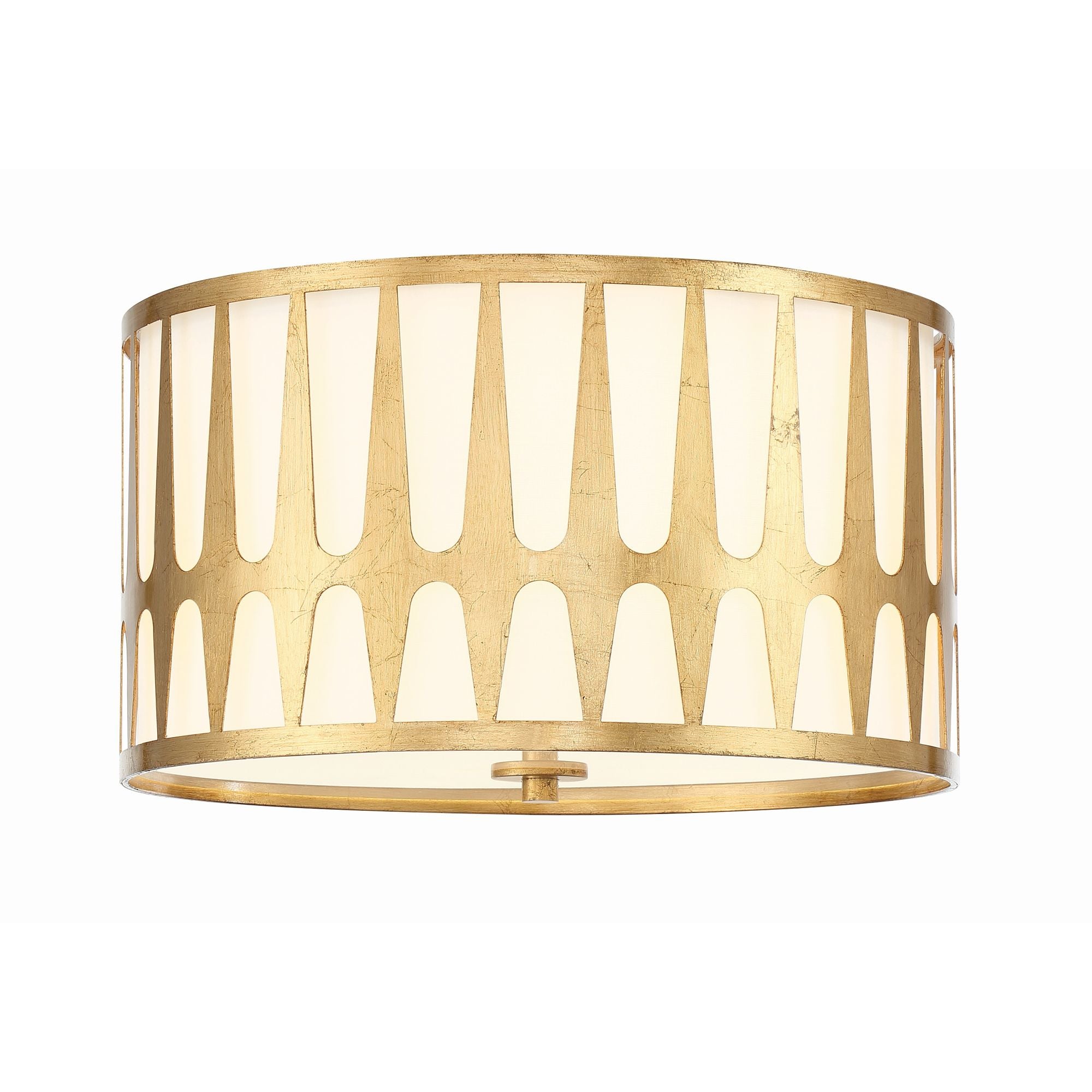 Royston 3 Light Antique Gold Flush Mount Silk Shade 18"W x 10.5"H x 18"D