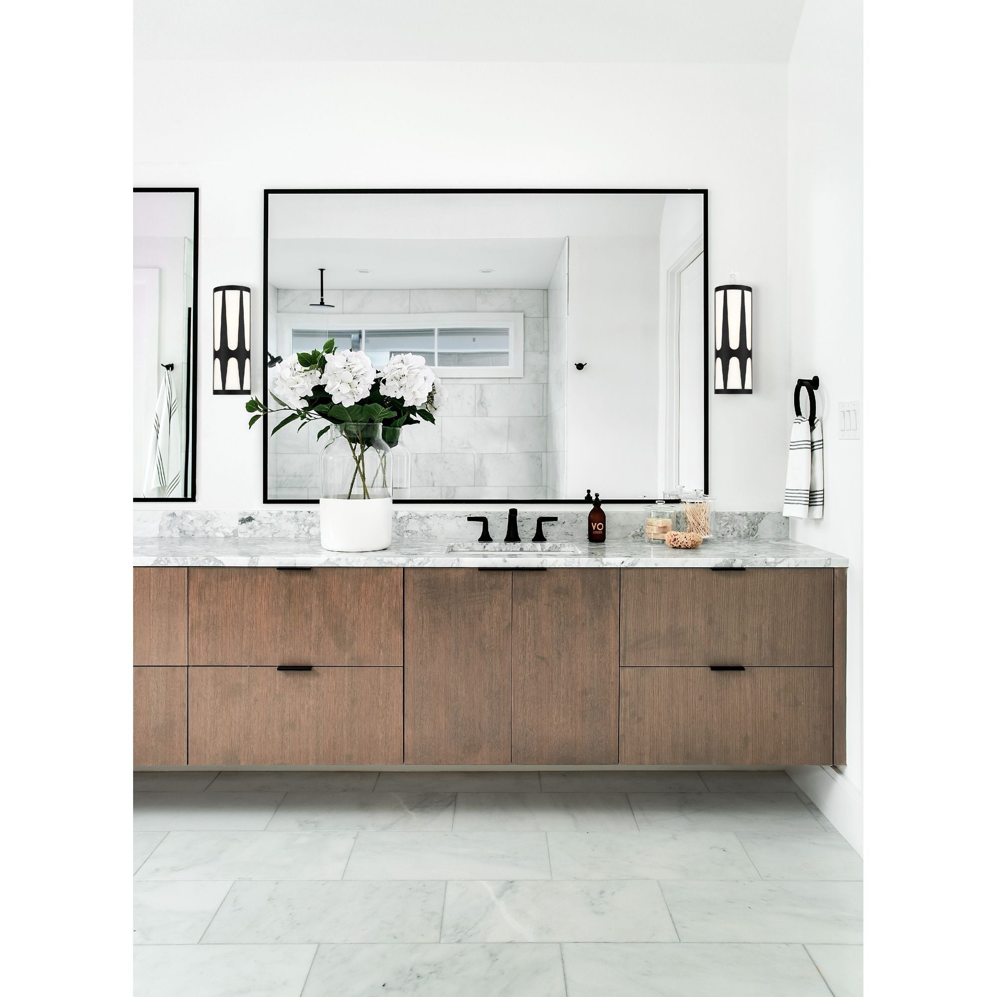 Royston 2 Light Black Sconce Glass 6.75"W x 17.75"H x 3.5"D