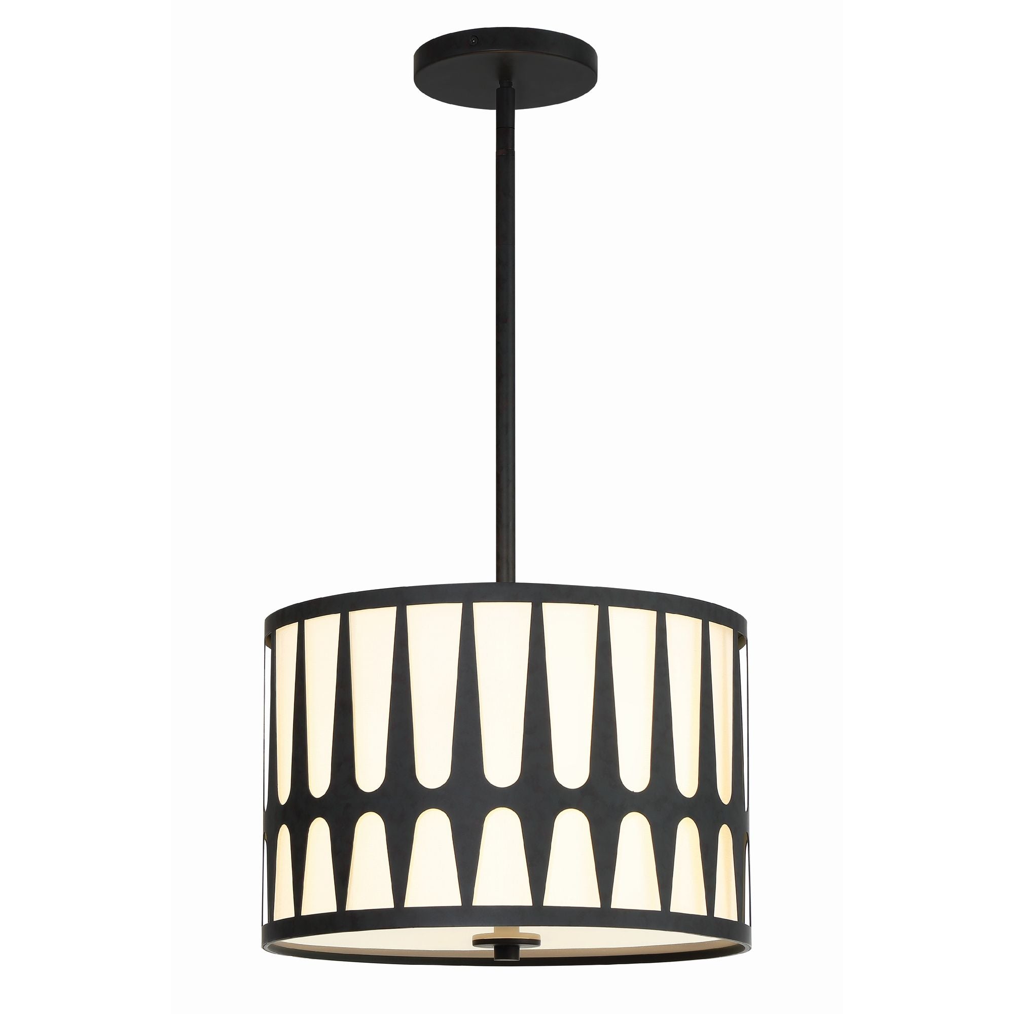 Royston 3 Light Black Pendant Silk Shade 15"W x 10.75"H x 15"D