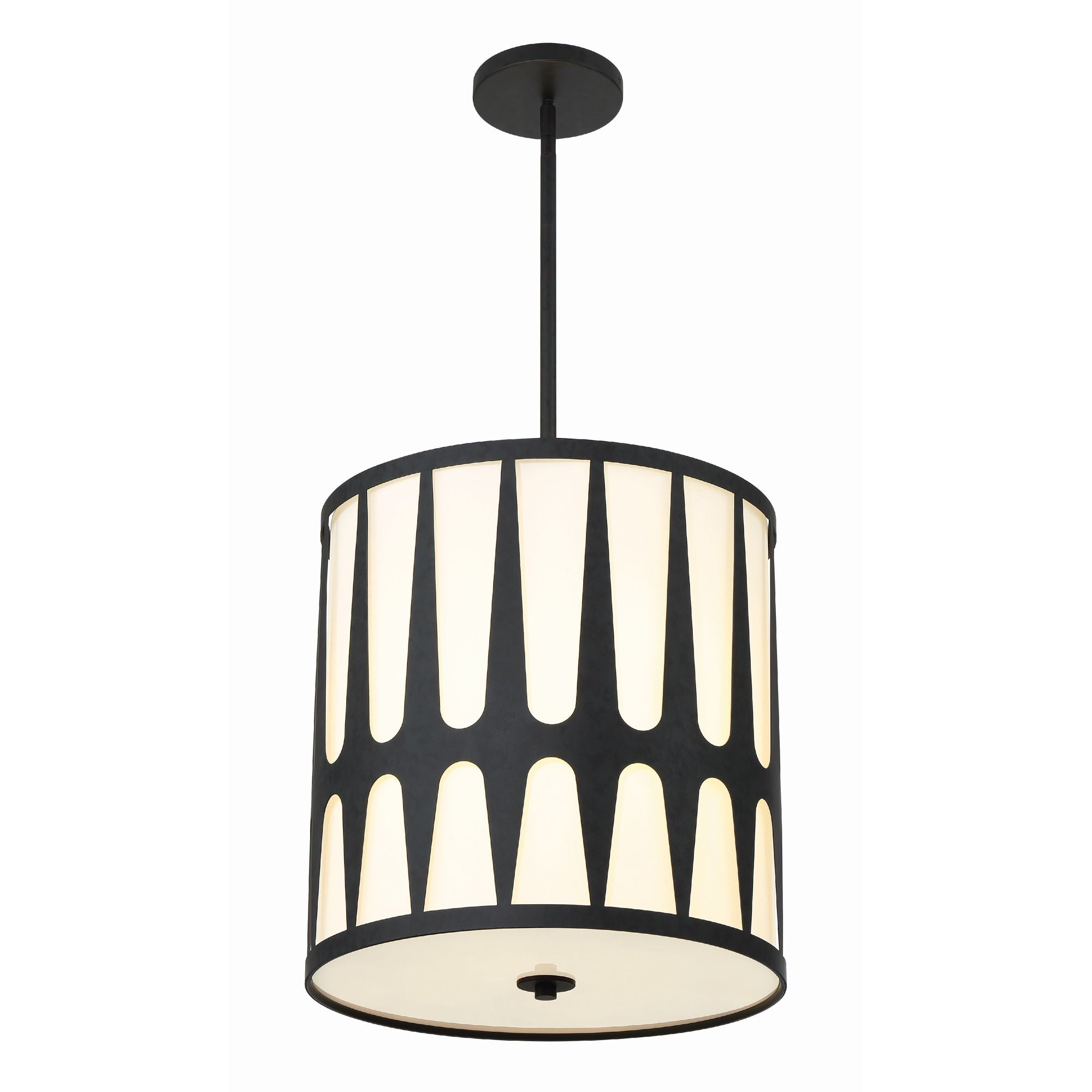 Royston 4 Light Black Pendant Silk Shade 17"W x 18.25"H x 17"D