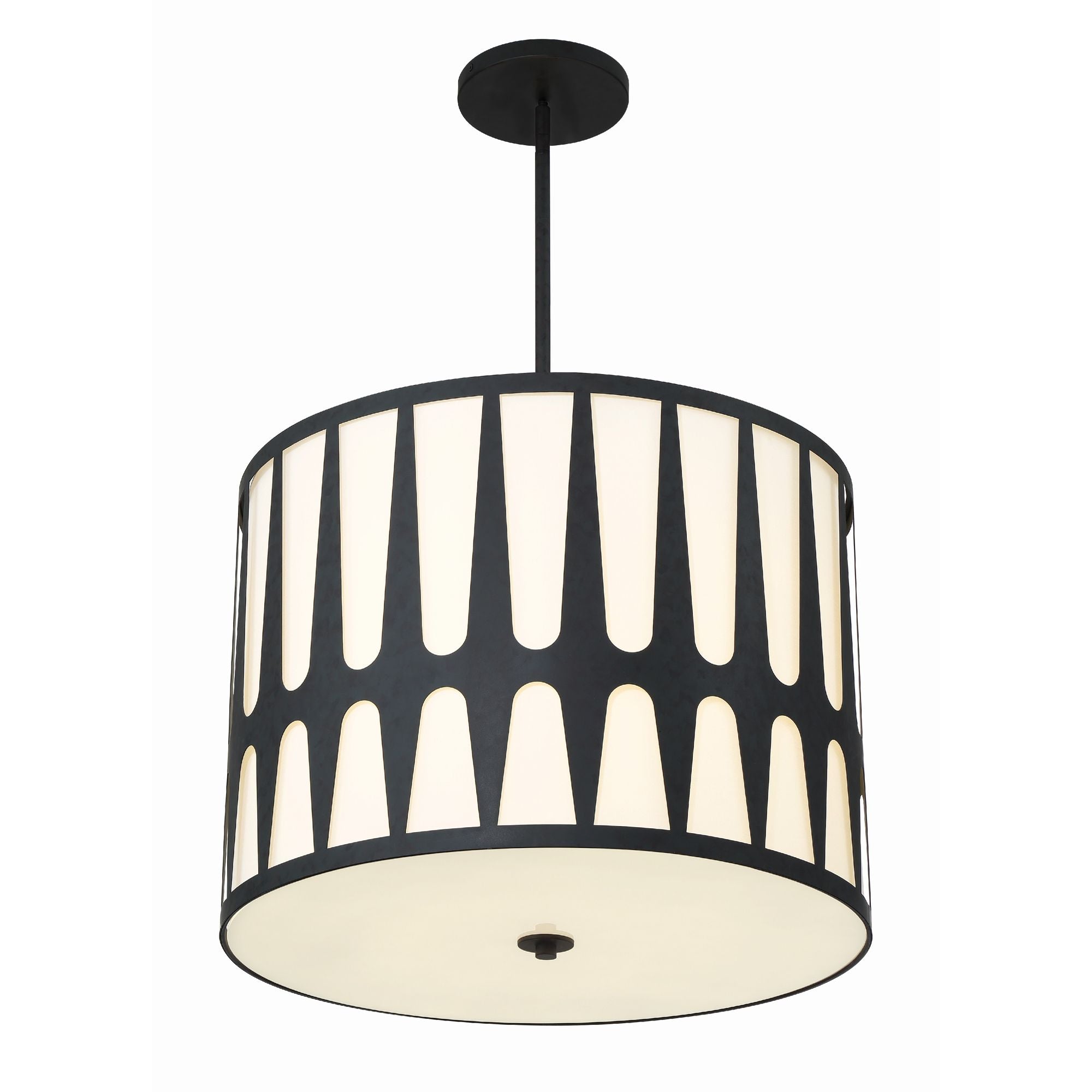 Royston 5 Light Black Pendant Silk Shade 24"W x 18.25"H x 24"D