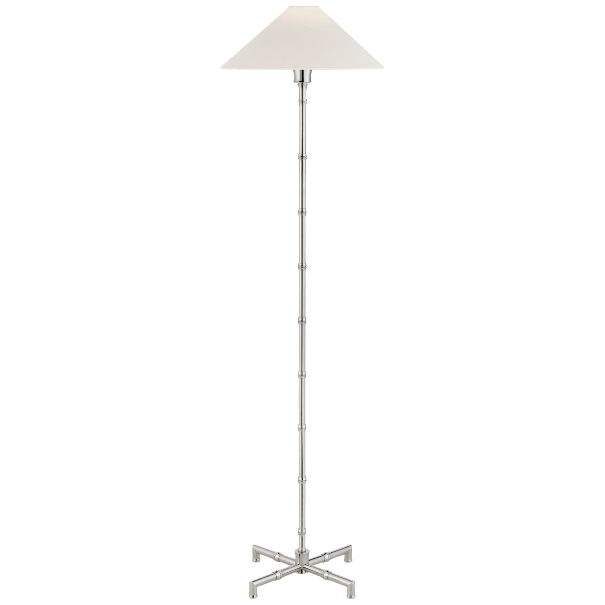 Visual Comfort Grenol Floor Lamp in Polished Nickel with Linen Shade W14.75" x H53"