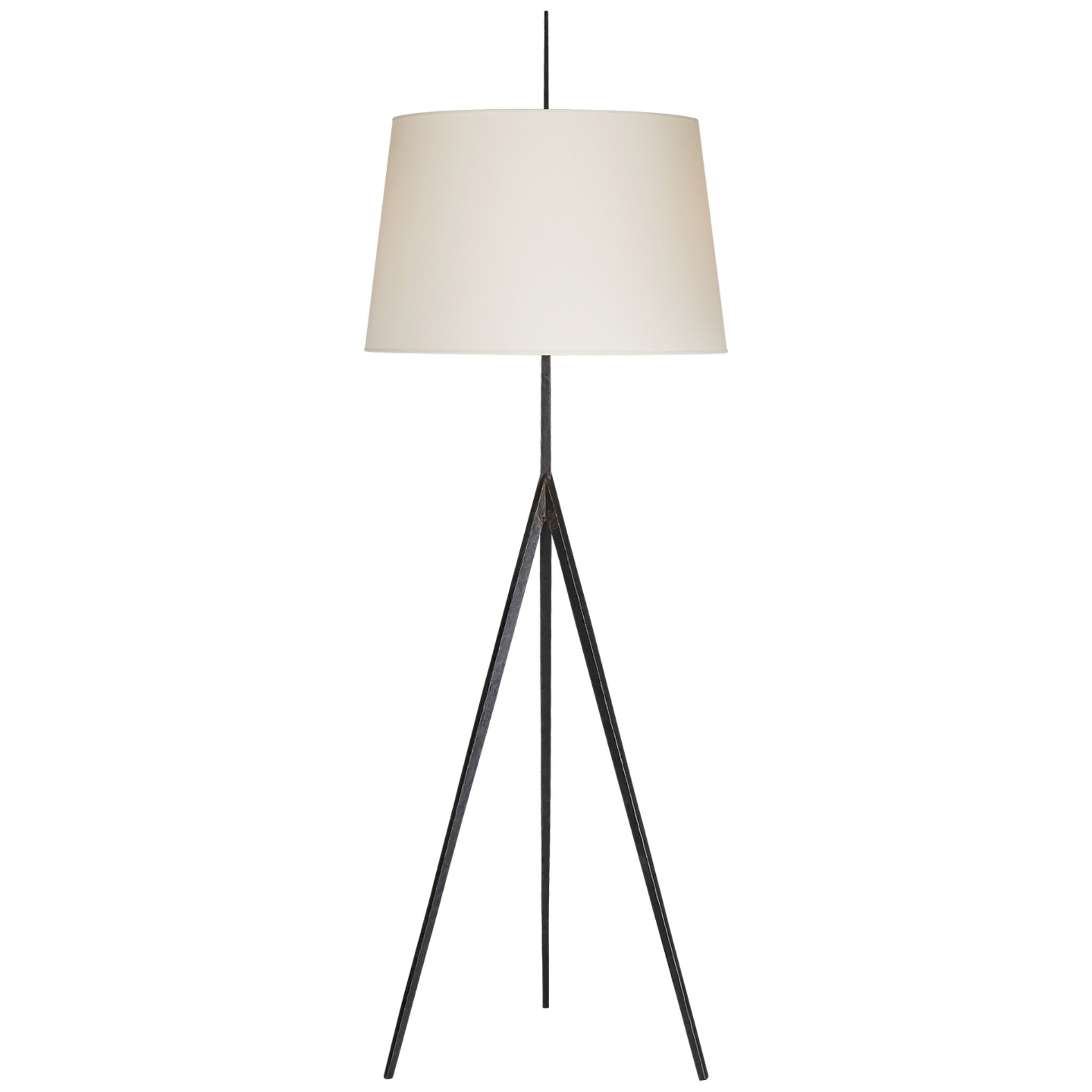 Ian K. Fowler Triad Hand-Forged Floor Lamp in Aged Iron with Natural Percale Shade W22.5" x H65.75"