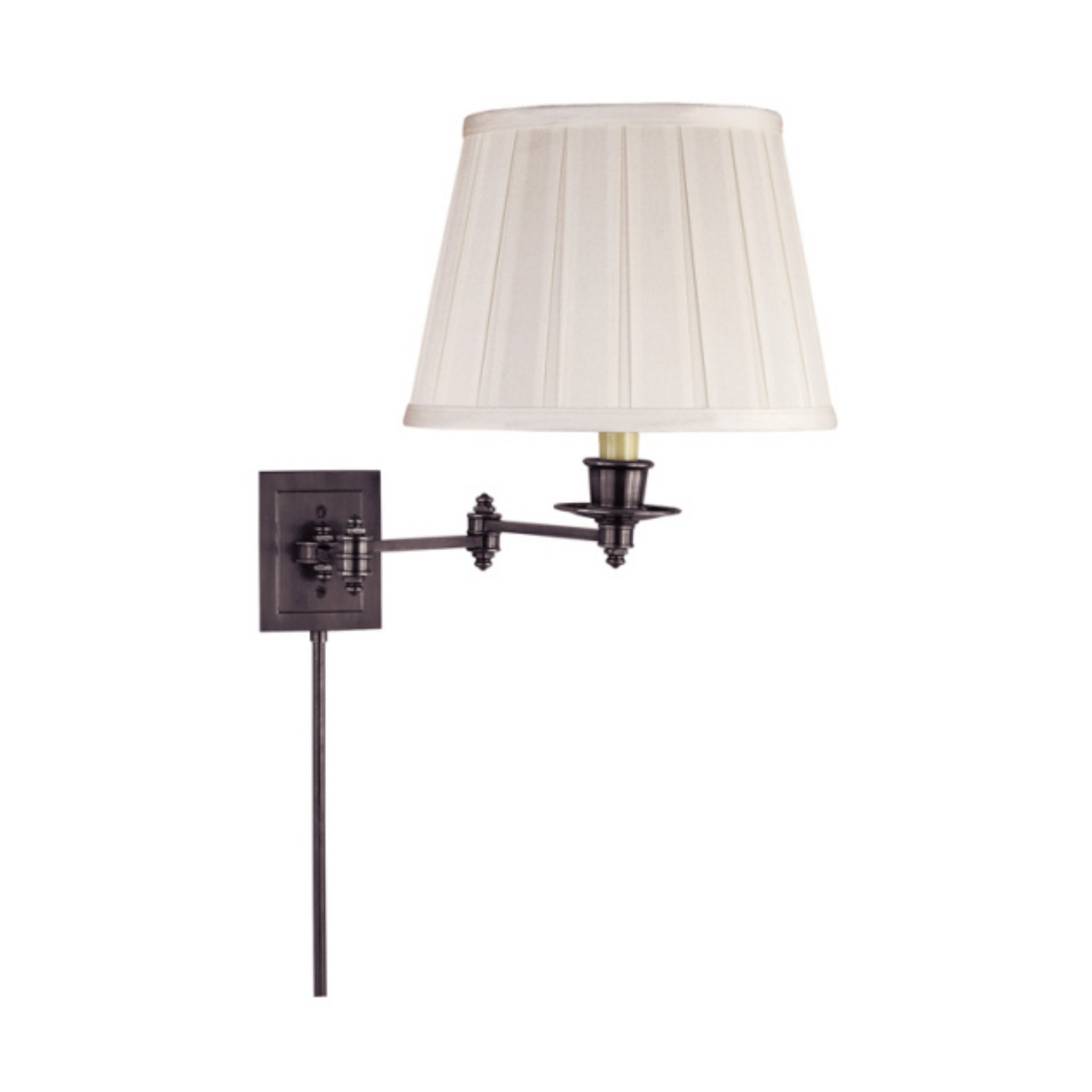 Visual Comfort Triple Swing Arm Wall Lamp in Bronze with Silk Shade Wall Light W17.5" x H13"