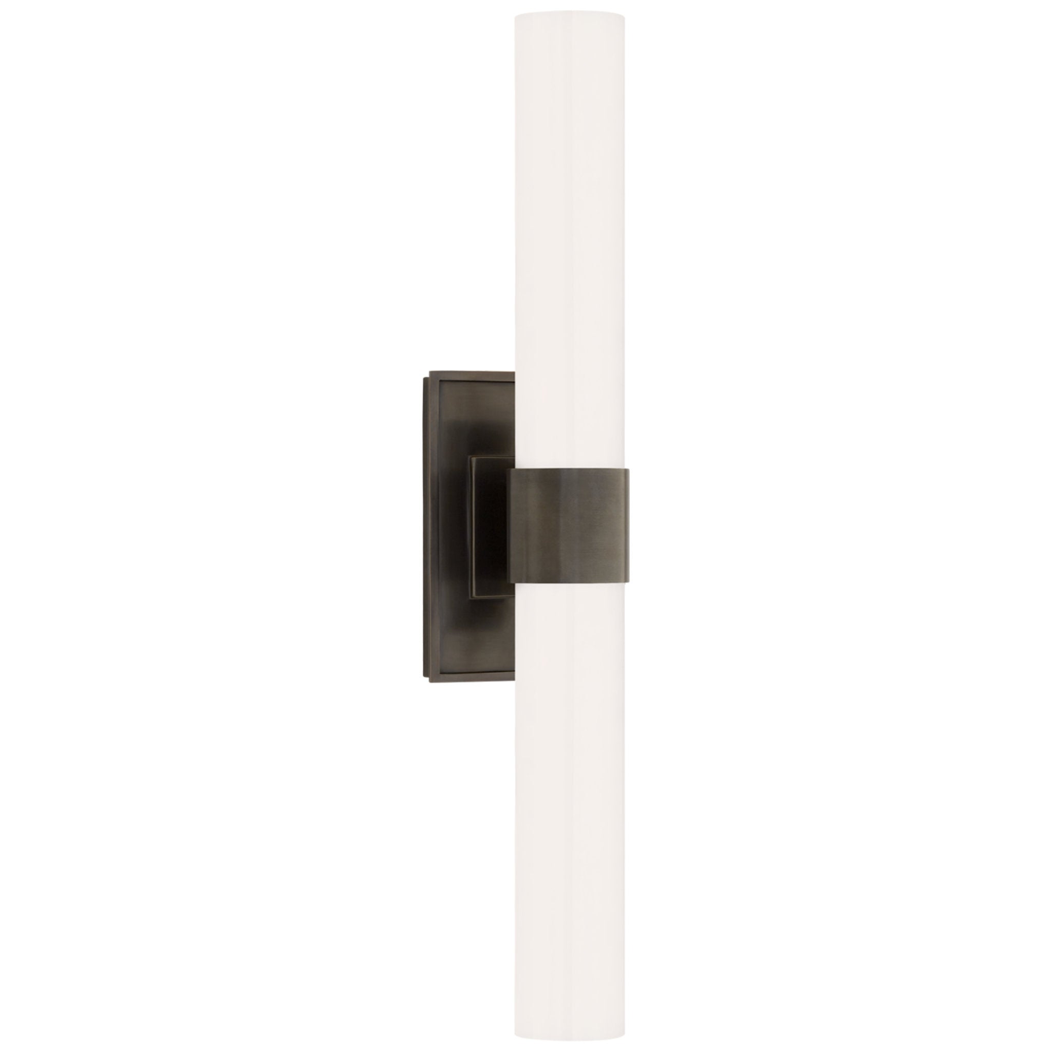 Ian K. Fowler Presidio Petite Double Sconce in Bronze with White Glass Wall Light W4.75" x H23"