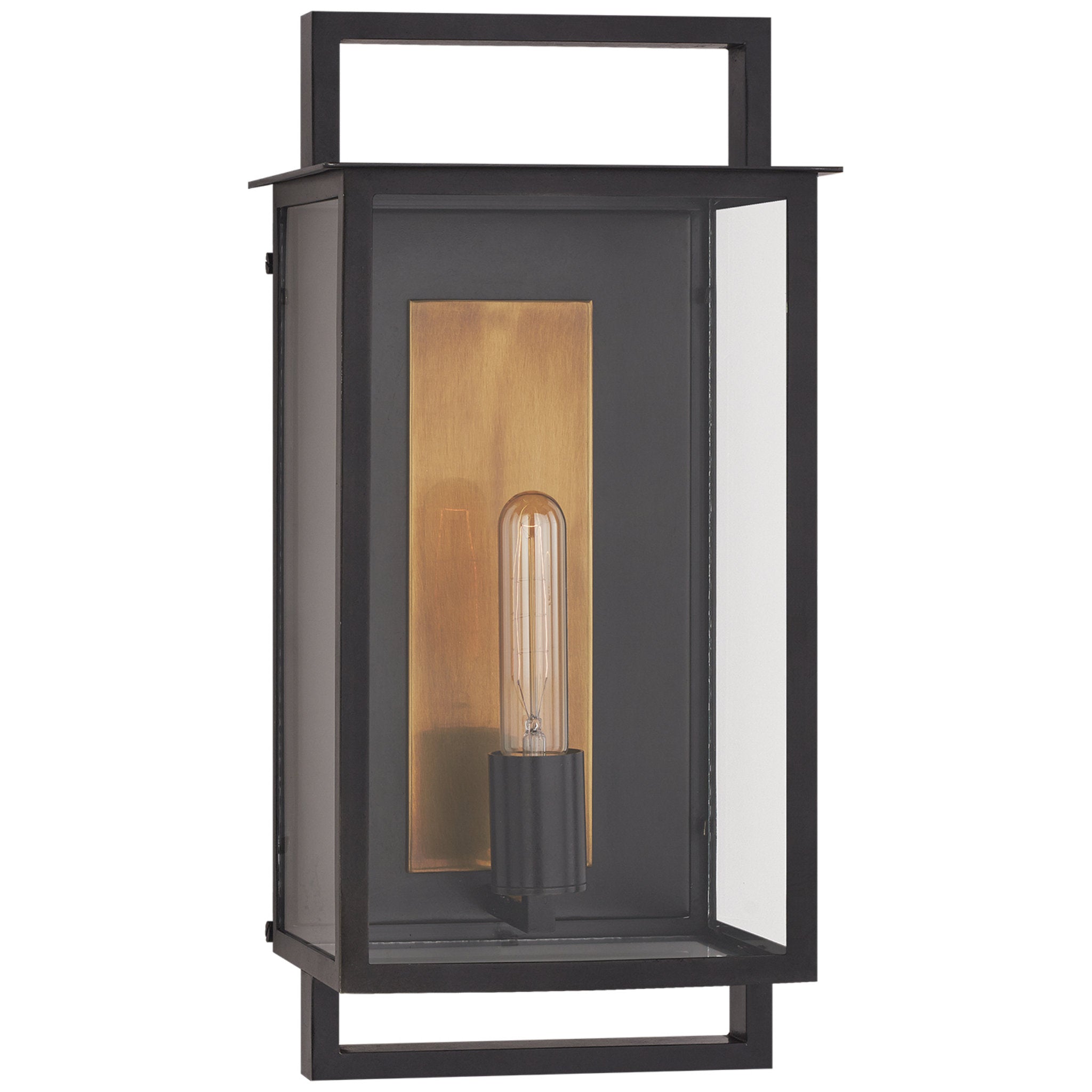 Ian K. Fowler Halle Medium Wall Lantern in Aged Iron with Clear Glass Outdoor Lighting W8.75" x H18"