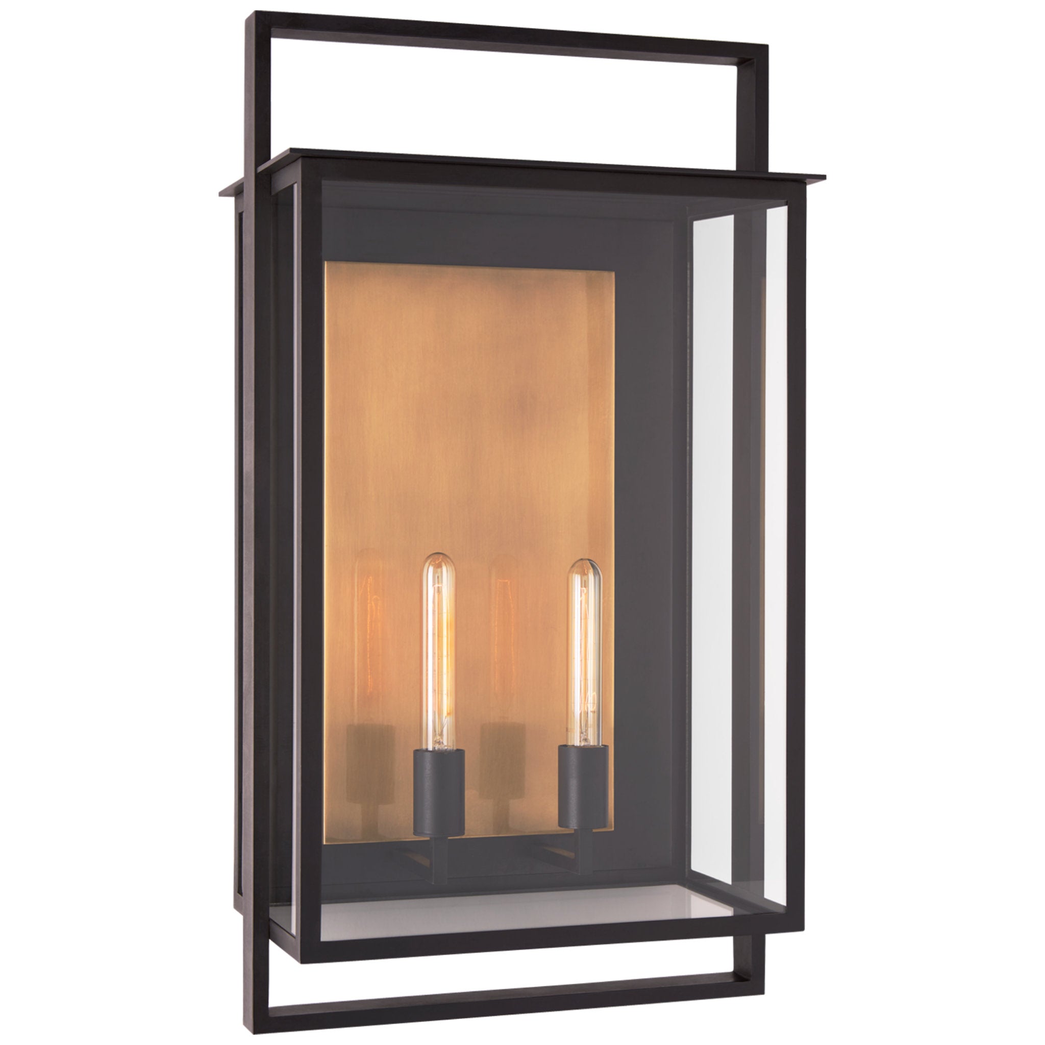 Ian K. Fowler Halle Grande Wall Lantern in Aged Iron with Clear Glass Outdoor Lighting W17" x H31"
