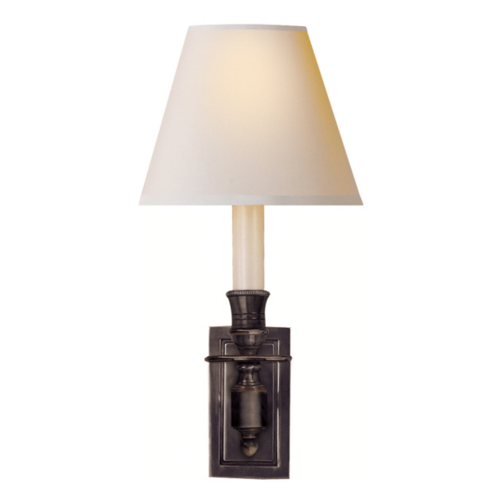 Visual Comfort French Single Library Sconce in Bronze with Natural Pap