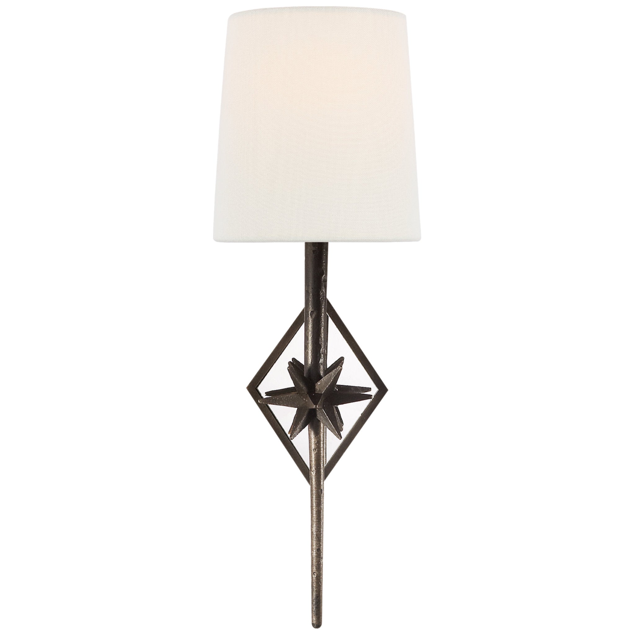 Ian K. Fowler Etoile Sconce in Aged Iron with Linen Shade Wall Light W5.25" x H16.75"