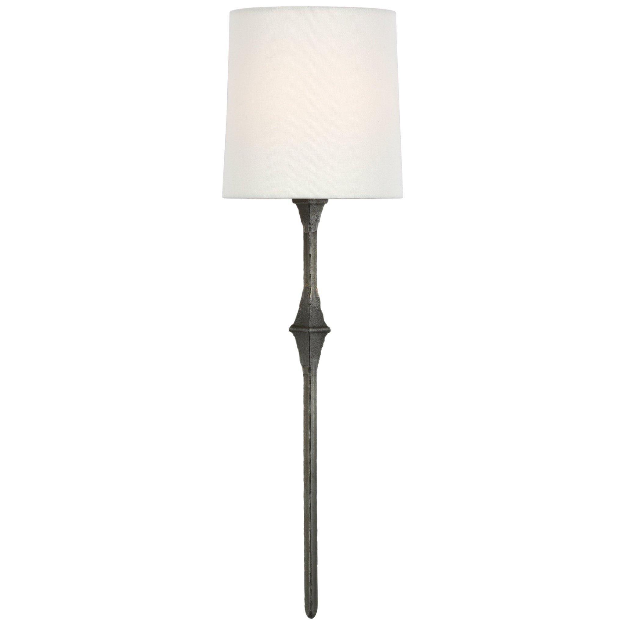 Visual Comfort Dauphine Sconce in Aged Iron with Linen Shade Wall Light W5.5" x H19"