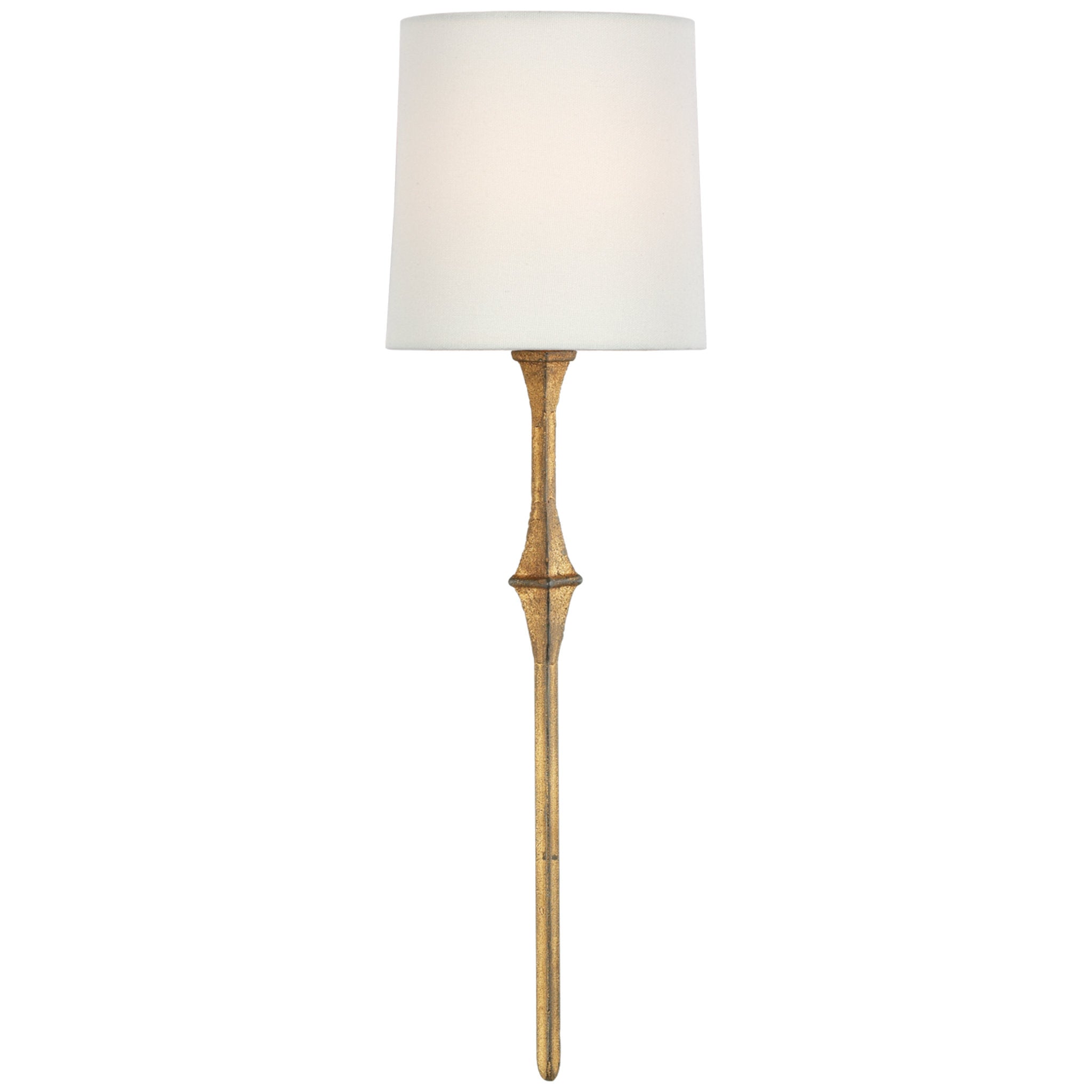 Visual Comfort Dauphine Sconce in Gilded Iron with Linen Shade Wall Light W5.5" x H19"