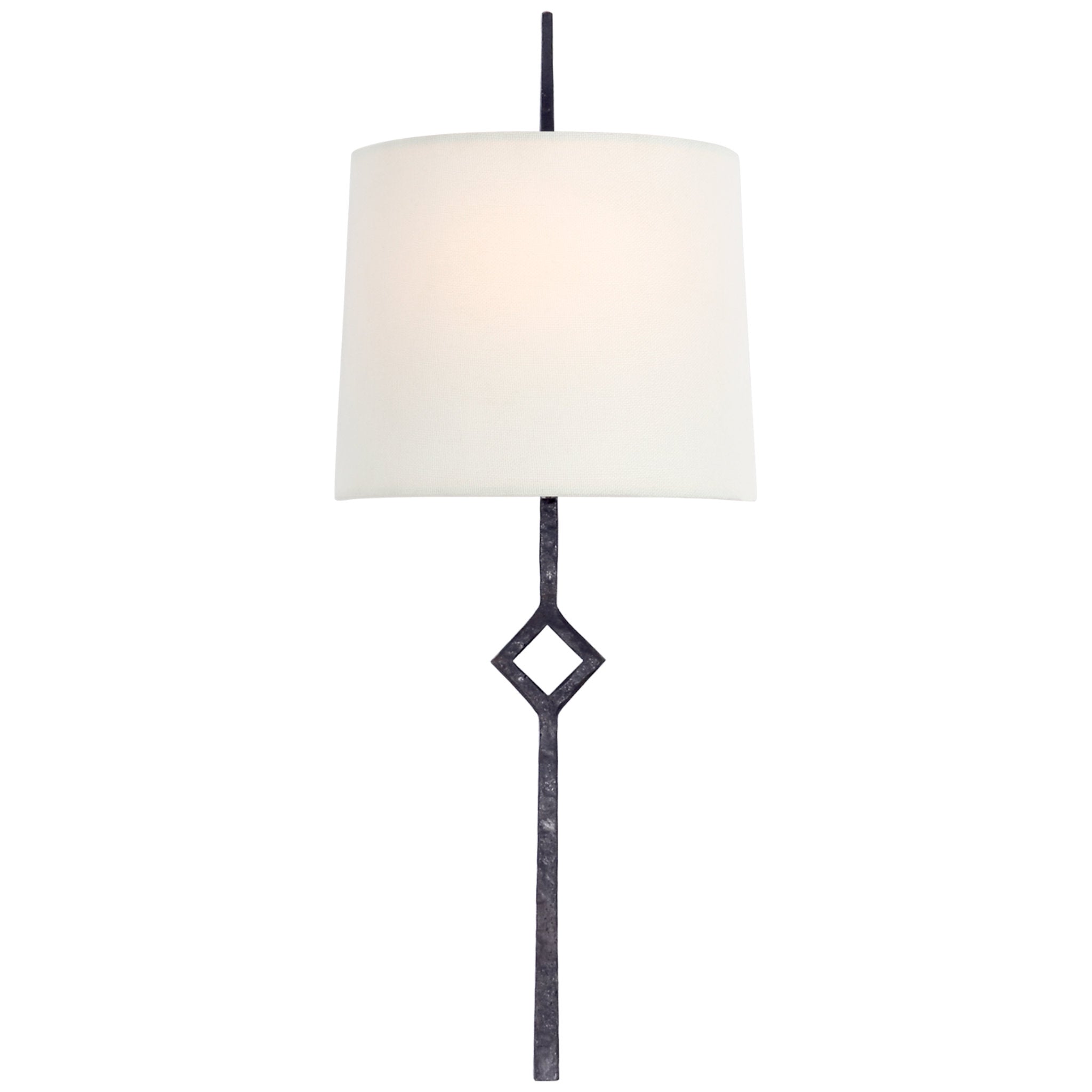 Visual Comfort Cranston Small Sconce in Aged Iron with Linen Shade Wall Light W6.5" x H16.25"