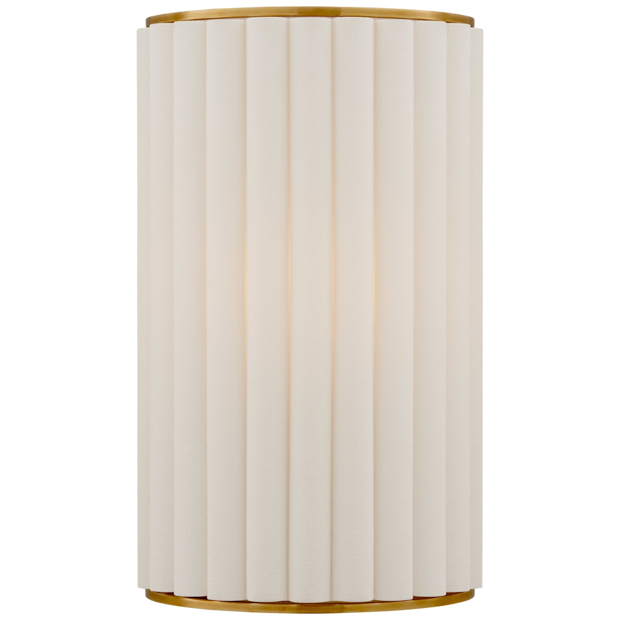 Ian K. Fowler Palati Small Sconce in Hand-Rubbed Antique Brass with Linen Shade Wall Light W8.5" x H14"
