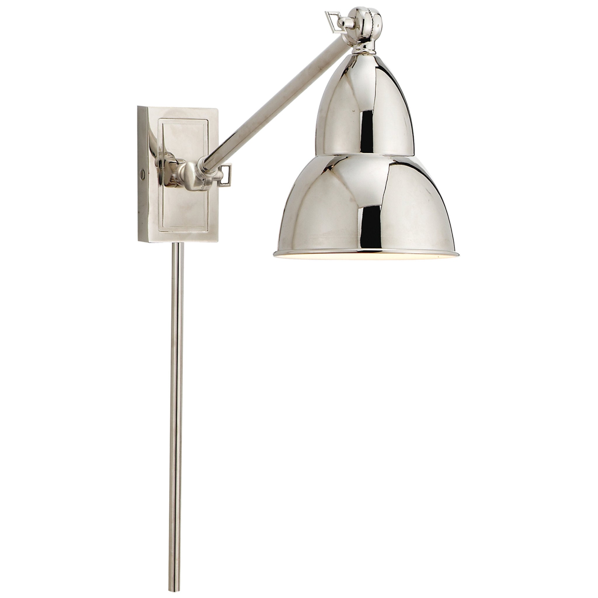 Visual Comfort French Library Single Arm Wall Lamp in Polished Nickel Wall Light W5.75" x H7.5" - 19"