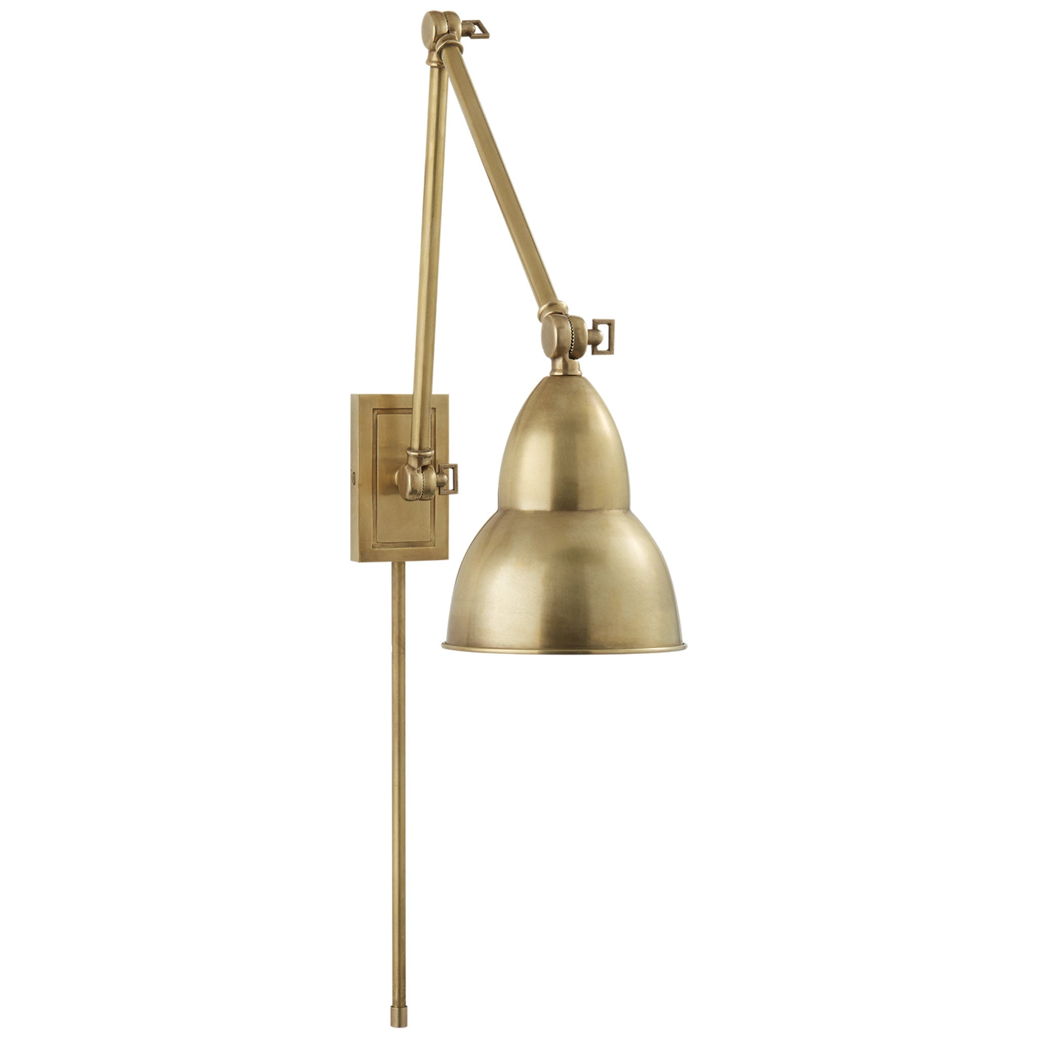 Visual Comfort French Library Double Arm Wall Lamp in Hand-Rubbed Antique Brass Wall Light W5.75" x H7.5" - 24"