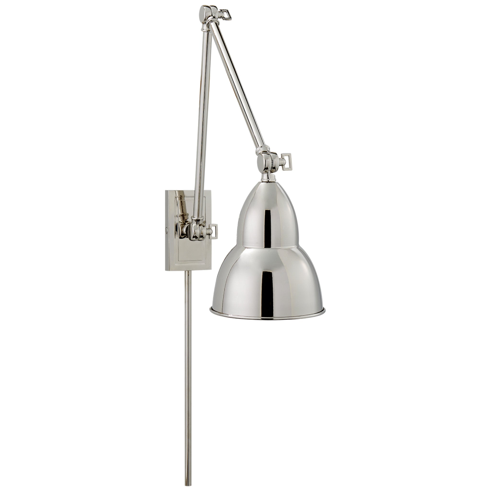 Visual Comfort French Library Double Arm Wall Lamp in Polished Nickel Wall Light W5.75" x H7.5" - 24"