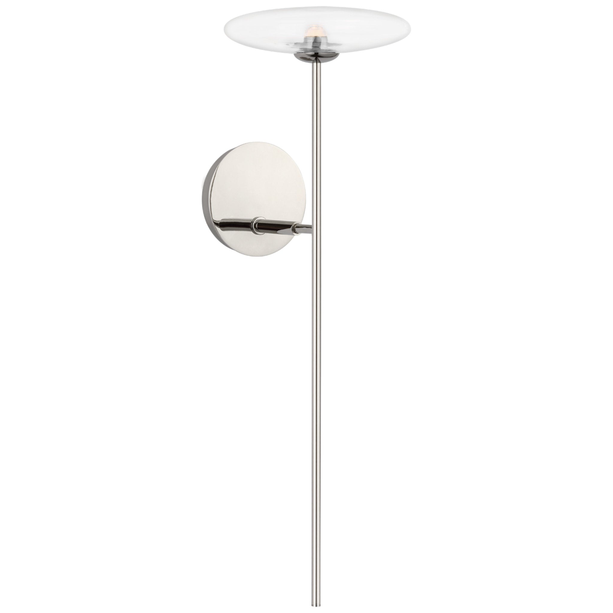 Ian K. Fowler Calvino Large Tail Sconce in Polished Nickel with Clear Glass Wall Light W7.5" x H24"