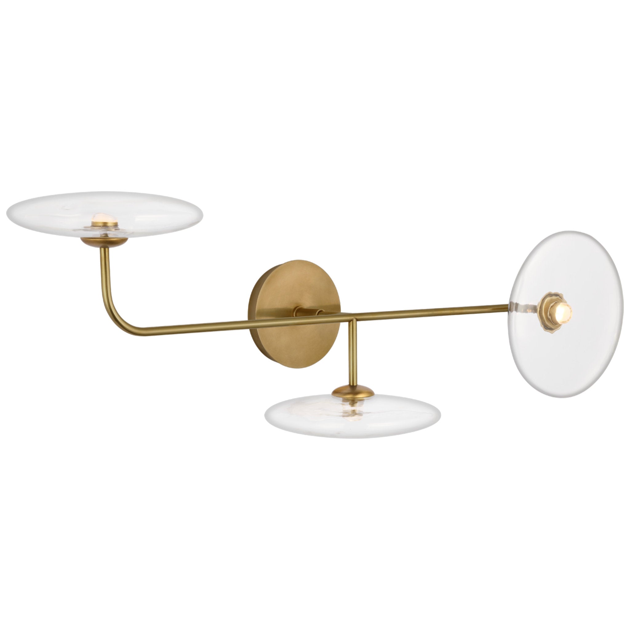 Ian K. Fowler Calvino Large Arched Sconce in Hand-Rubbed Antique Brass with Clear Glass Wall Light W30" x H10.75"