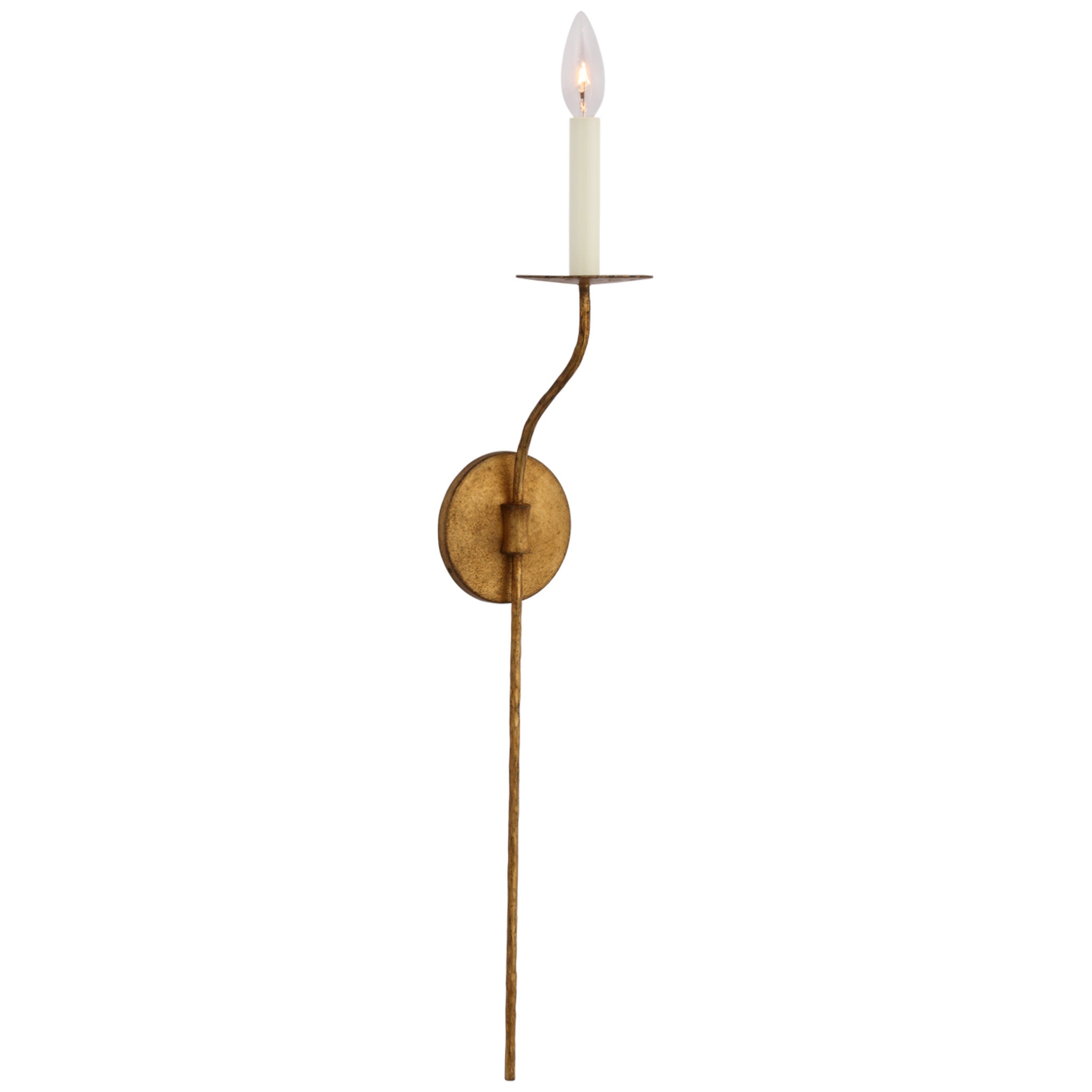 Ian K. Fowler Belfair Large Tail Sconce in Gilded Iron Wall Light W4.5" x H28.75"