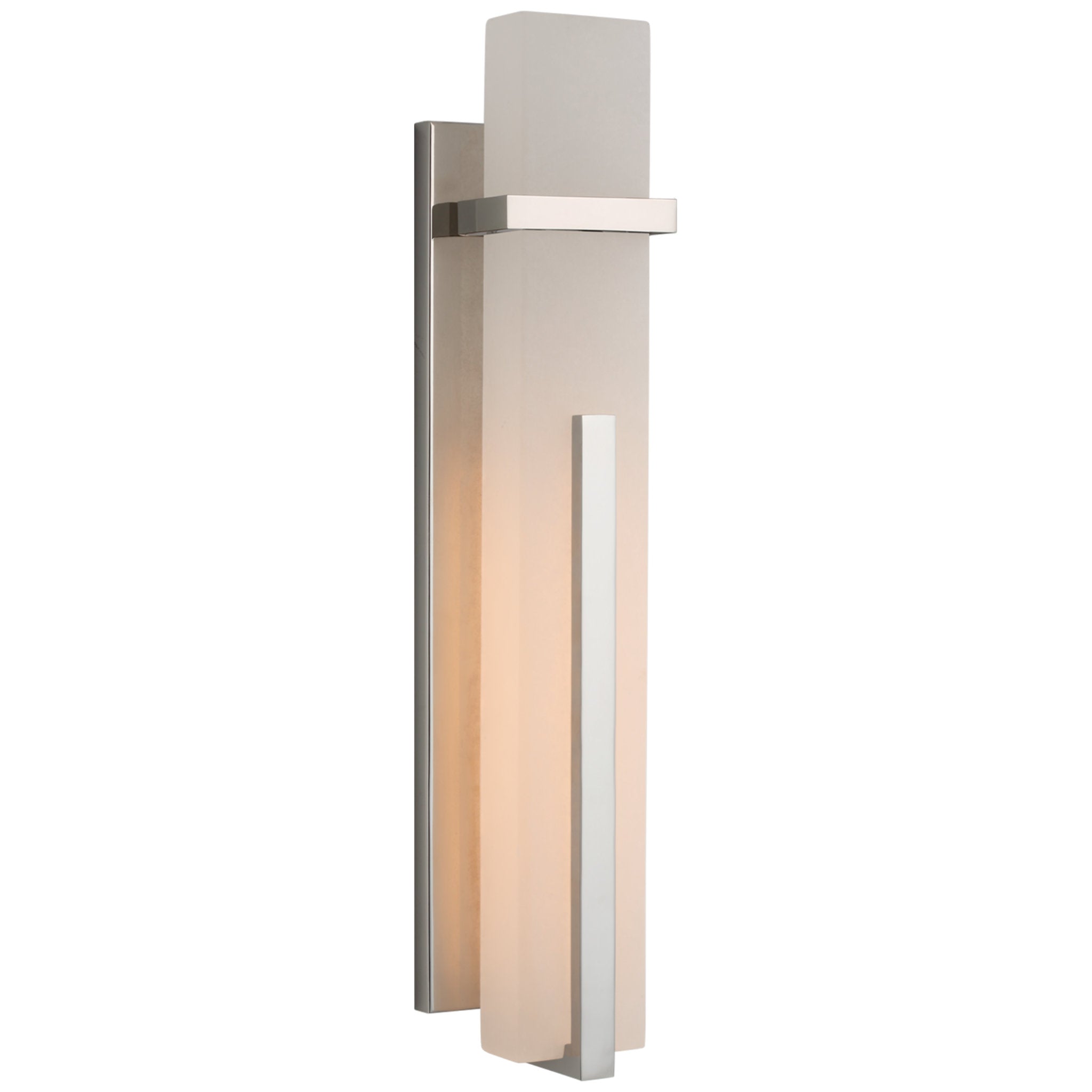 Ian K. Fowler Malik Large Sconce in Polished Nickel with Alabaster Wall Light W4.5" x H19.25"