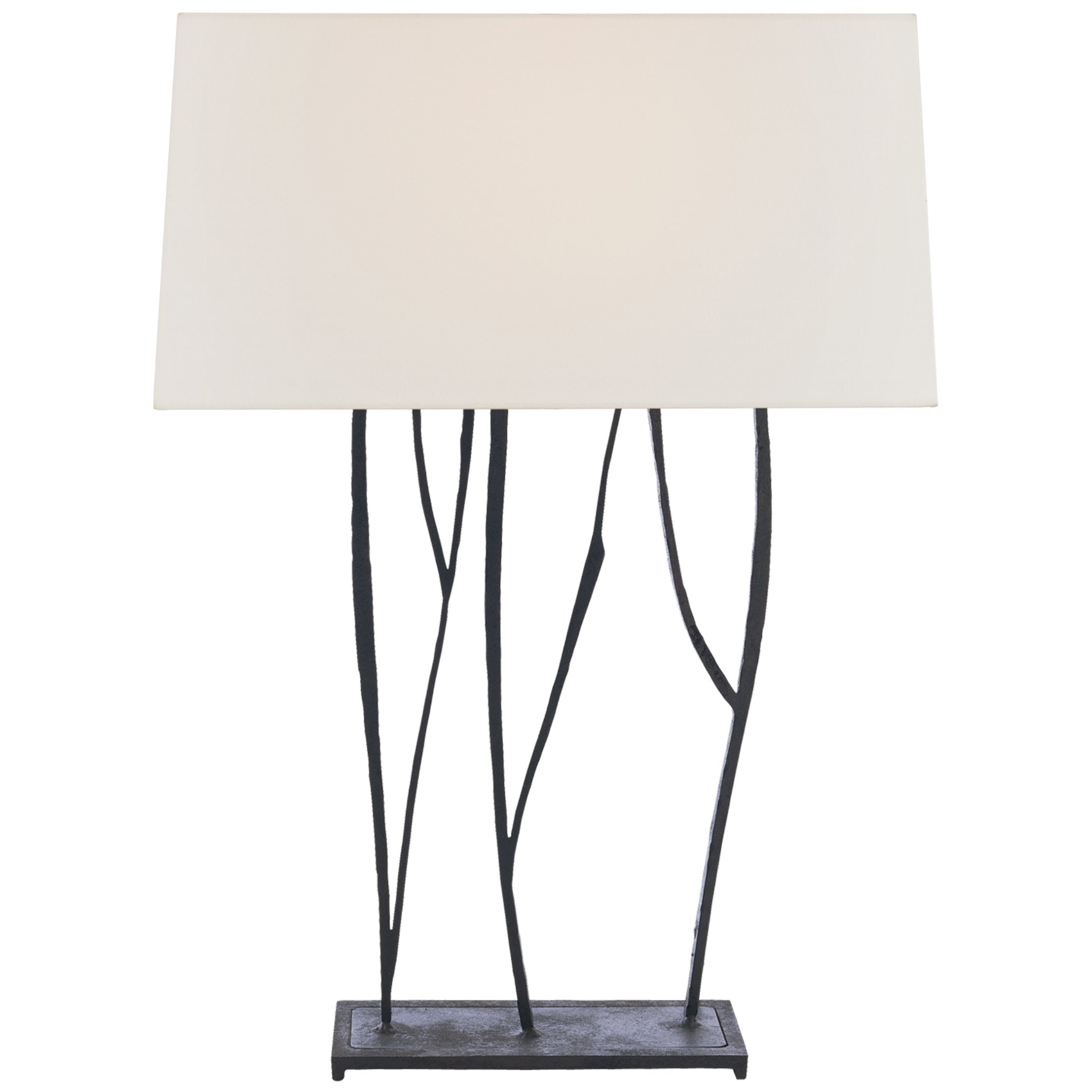 Ian K. Fowler Aspen Console Lamp in Black Rust with Linen Shade Table Lamp W16" x H22.5"